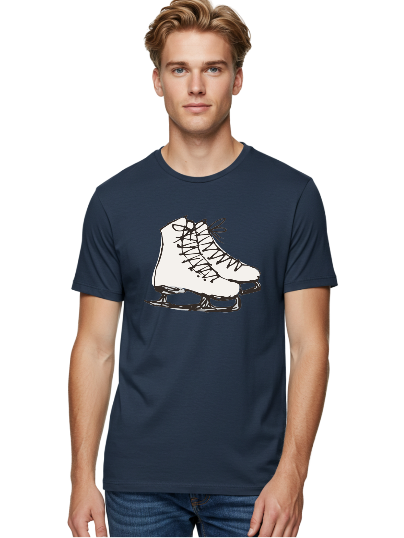 Ice-Skates-1 Men'S Graphic Tee, 100% Cotton, Comfortable Casual Summer Wear, Machine Washable, Ice Skates, Winter Sports, Figure Skating, Ice Skating, Laced Boots, Winter Fun, Cold Weather Activities, Frozen Rink - Aaa944 22