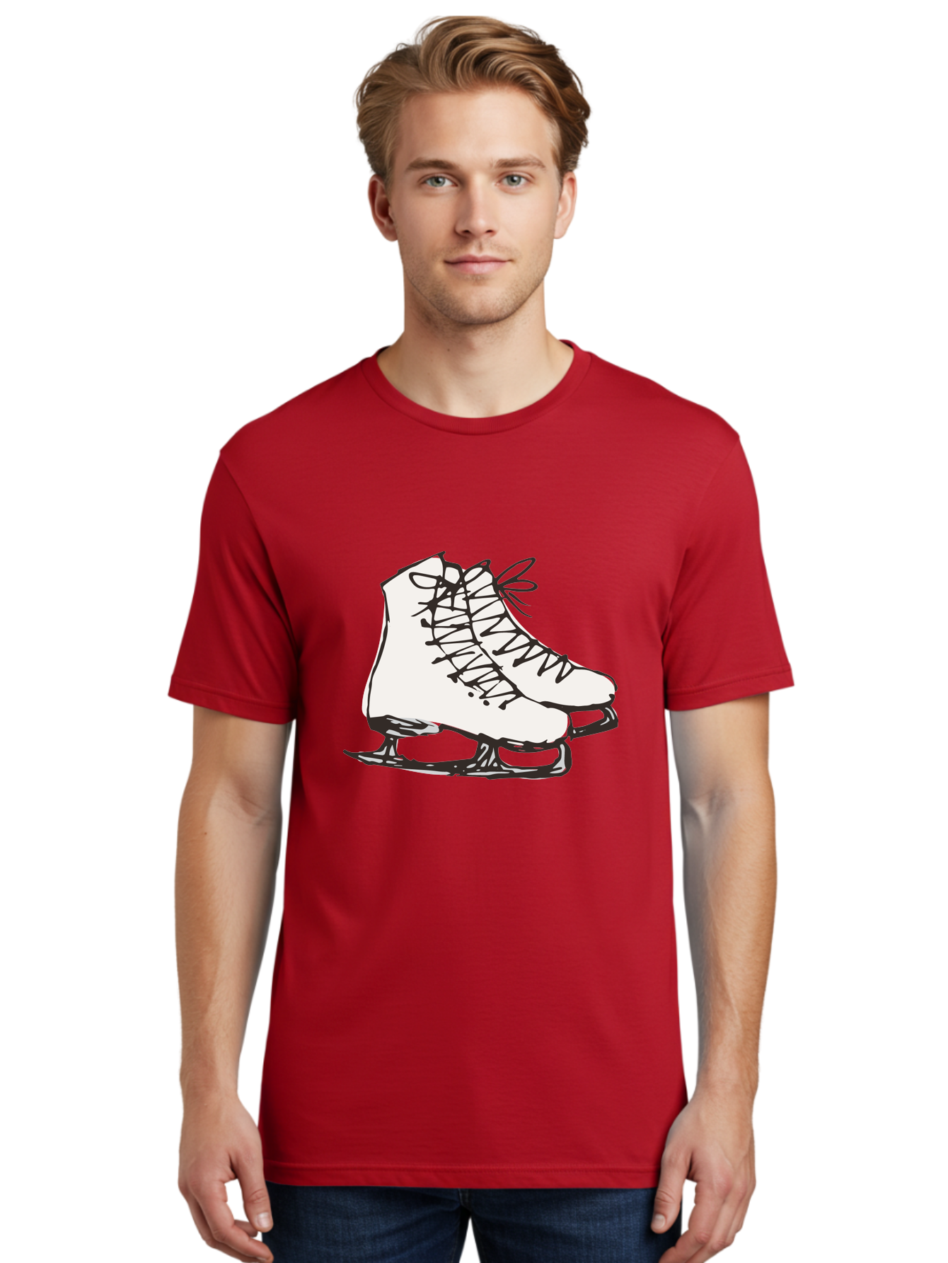 Ice-Skates-1 Men'S Graphic Tee, 100% Cotton, Comfortable Casual Summer Wear, Machine Washable, Ice Skates, Winter Sports, Figure Skating, Ice Skating, Laced Boots, Winter Fun, Cold Weather Activities, Frozen Rink - Aaa944 26
