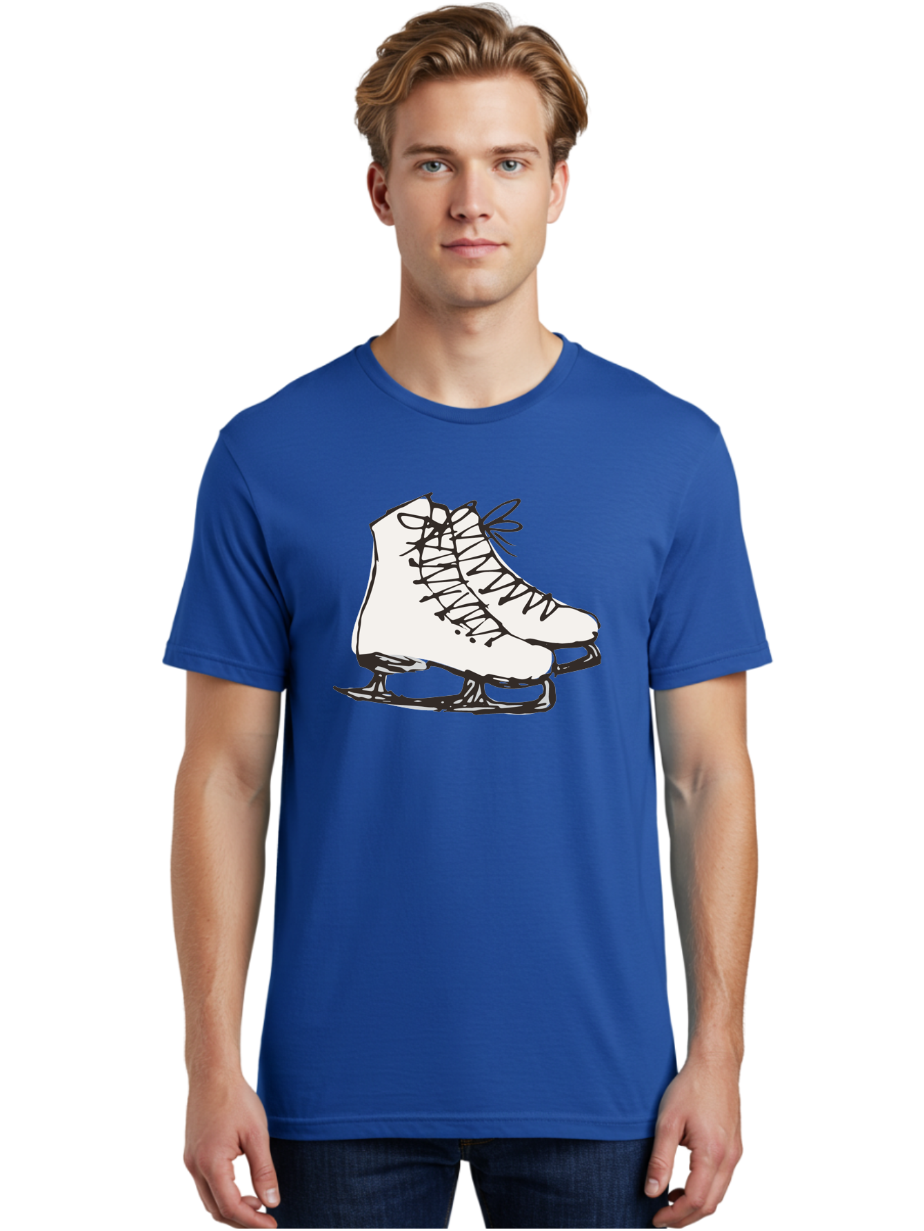 Ice-Skates-1 Men'S Graphic Tee, 100% Cotton, Comfortable Casual Summer Wear, Machine Washable, Ice Skates, Winter Sports, Figure Skating, Ice Skating, Laced Boots, Winter Fun, Cold Weather Activities, Frozen Rink - Aaa944 20