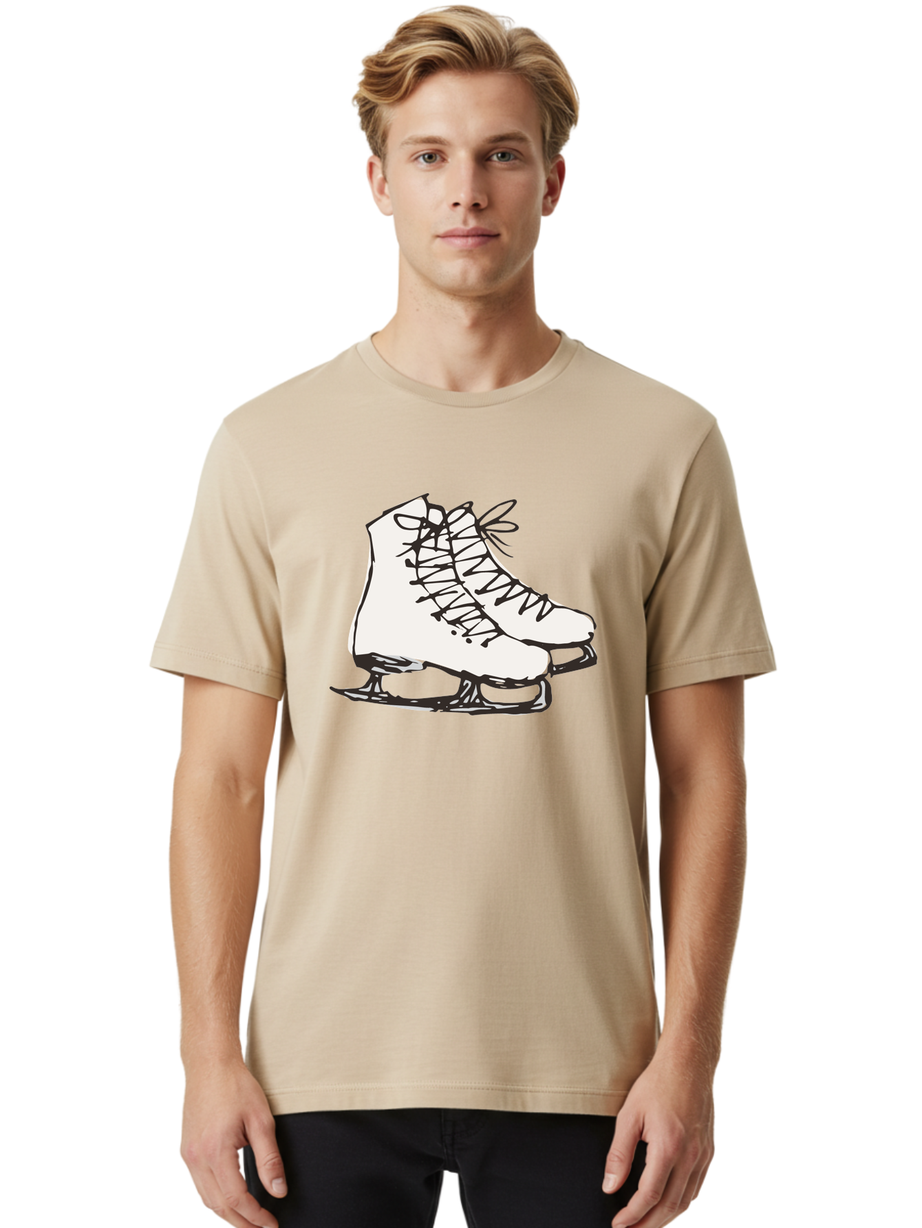 Ice-Skates-1 Men'S Graphic Tee, 100% Cotton, Comfortable Casual Summer Wear, Machine Washable, Ice Skates, Winter Sports, Figure Skating, Ice Skating, Laced Boots, Winter Fun, Cold Weather Activities, Frozen Rink - Aaa944 4