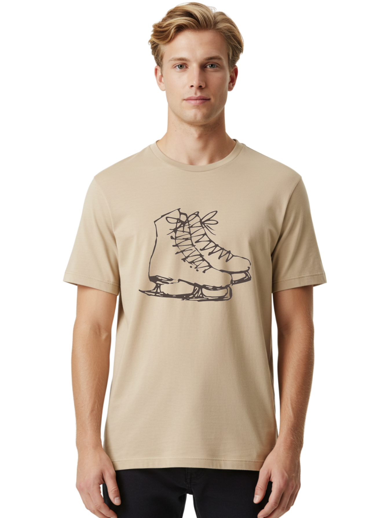 Ice-Skates Men'S Graphic Tee, 100% Cotton, Comfortable Casual Summer Wear, Machine Washable, Ice Skates, Winter Sports, Ice Skating, Skate Blades, Laced Boots, Ice Hockey, Winter Fun, Frozen Rink, Ice Rinks, Skate Equipment, - Aaa945 24