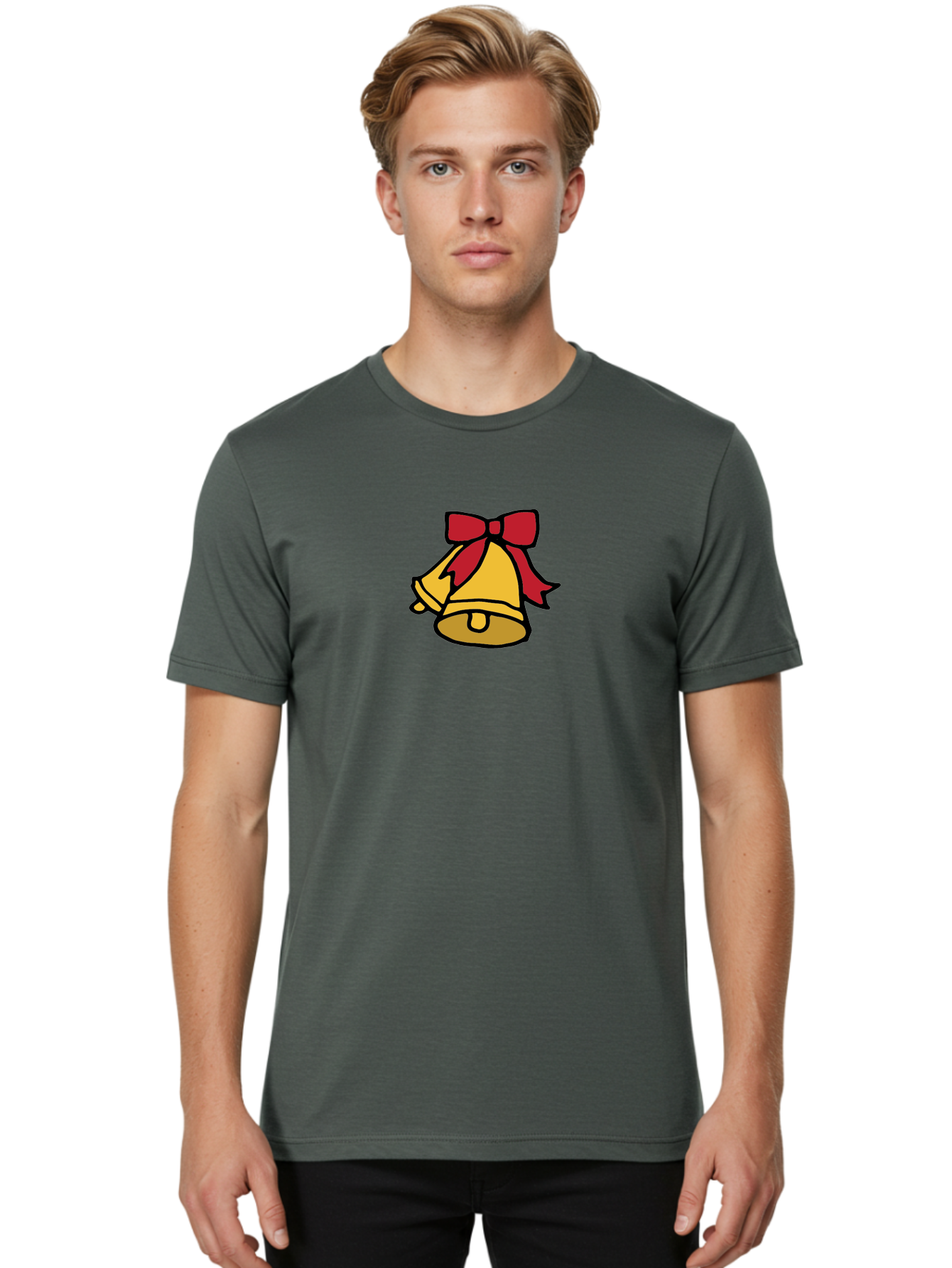 Jingle-Bells-1 Men'S Graphic Tee, 100% Cotton, Comfortable Casual Summer Wear, Machine Washable, Christmas Bells, Festive Decorations, Holiday Cheer, Joyful Sounds, Celebratory Atmosphere, Red Ribbon, Golden Bells, Christmas Celebration - Aaa949 22