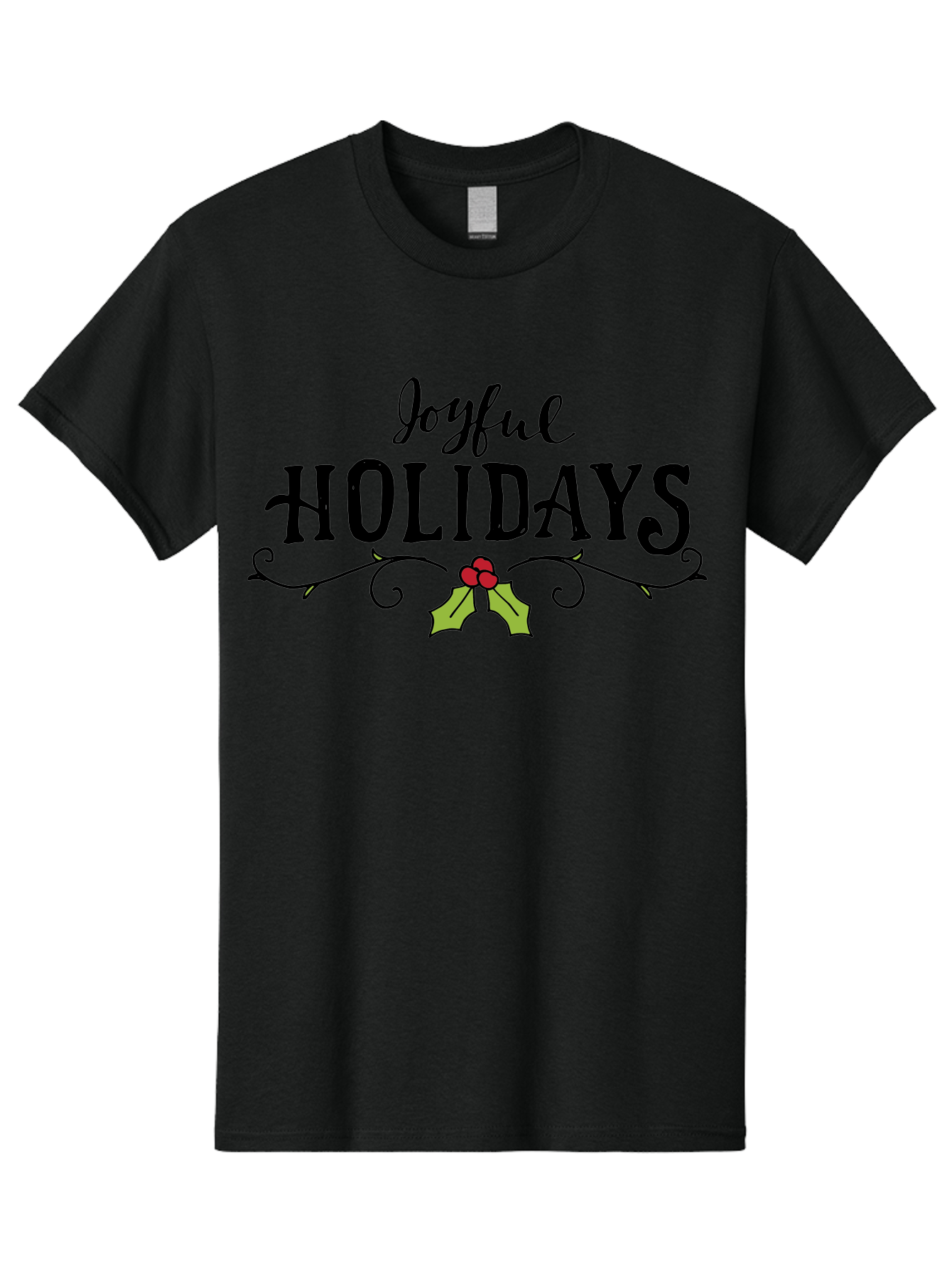 Joyful-Holidays-1 Men'S Graphic Tee, 100% Cotton, Comfortable Casual Summer Wear, Machine Washable, Holiday Wishes, Festive Greeting, Joyful Holidays, Holly Decoration, Red Berries, Vintage Style, Winter Season, Holiday Cheer - Aaa956 1