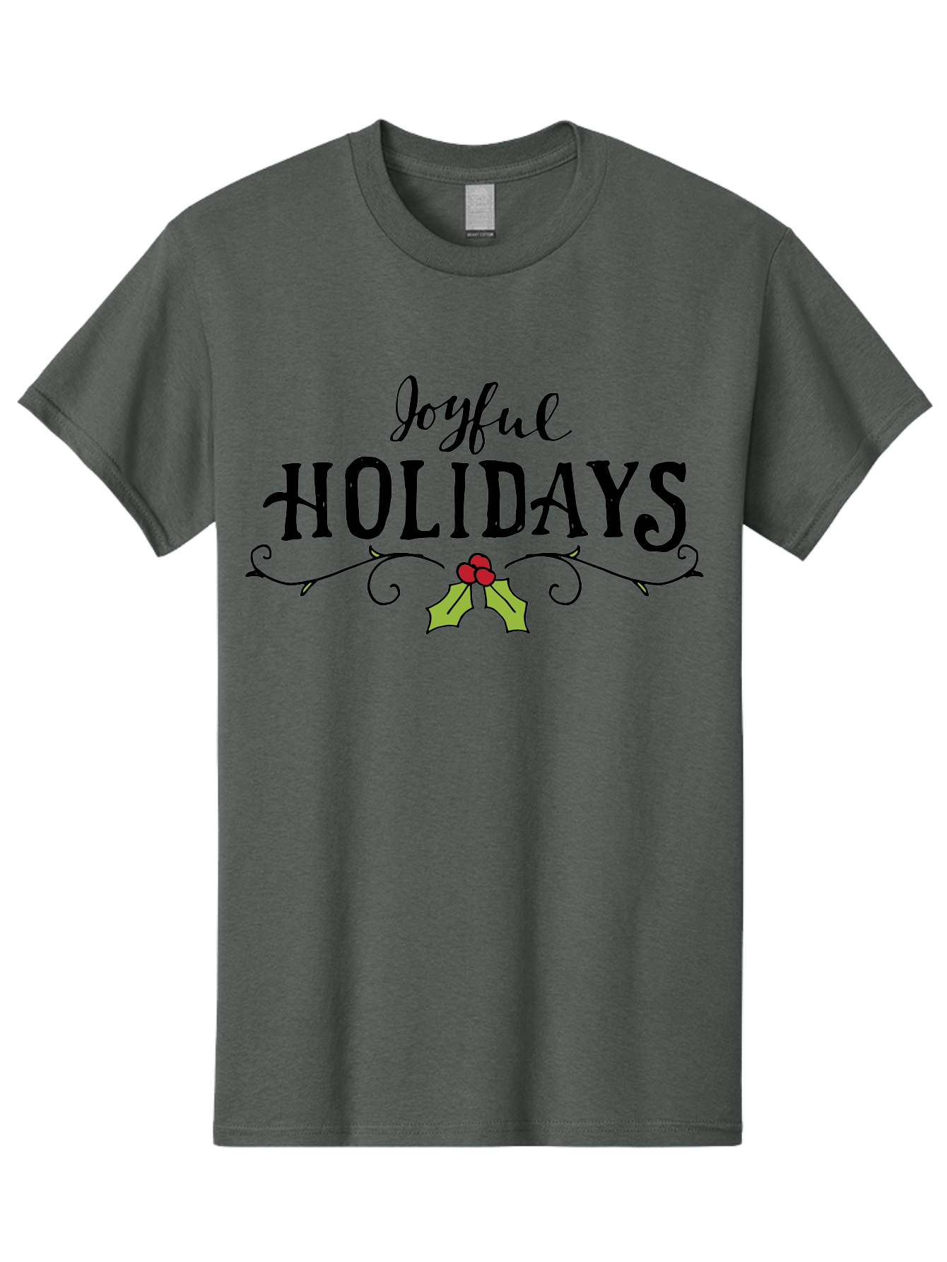Joyful-Holidays-1 Men'S Graphic Tee, 100% Cotton, Comfortable Casual Summer Wear, Machine Washable, Holiday Wishes, Festive Greeting, Joyful Holidays, Holly Decoration, Red Berries, Vintage Style, Winter Season, Holiday Cheer - Aaa956 11