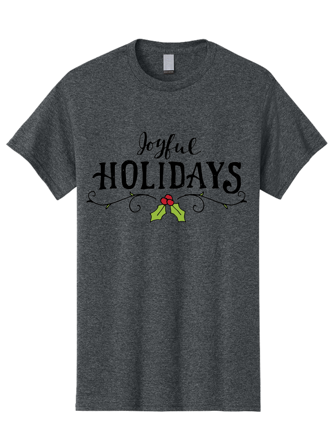 Joyful-Holidays-1 Men'S Graphic Tee, 100% Cotton, Comfortable Casual Summer Wear, Machine Washable, Holiday Wishes, Festive Greeting, Joyful Holidays, Holly Decoration, Red Berries, Vintage Style, Winter Season, Holiday Cheer - Aaa956 21