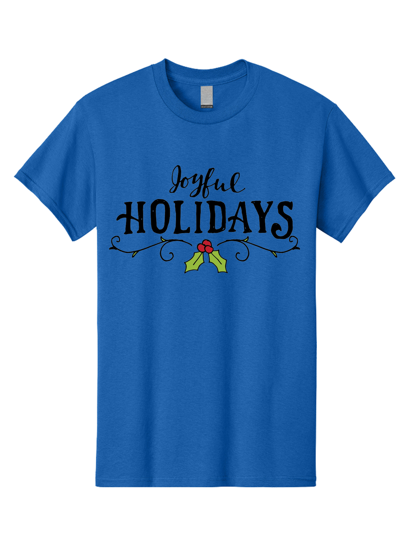 Joyful-Holidays-1 Men'S Graphic Tee, 100% Cotton, Comfortable Casual Summer Wear, Machine Washable, Holiday Wishes, Festive Greeting, Joyful Holidays, Holly Decoration, Red Berries, Vintage Style, Winter Season, Holiday Cheer - Aaa956 15