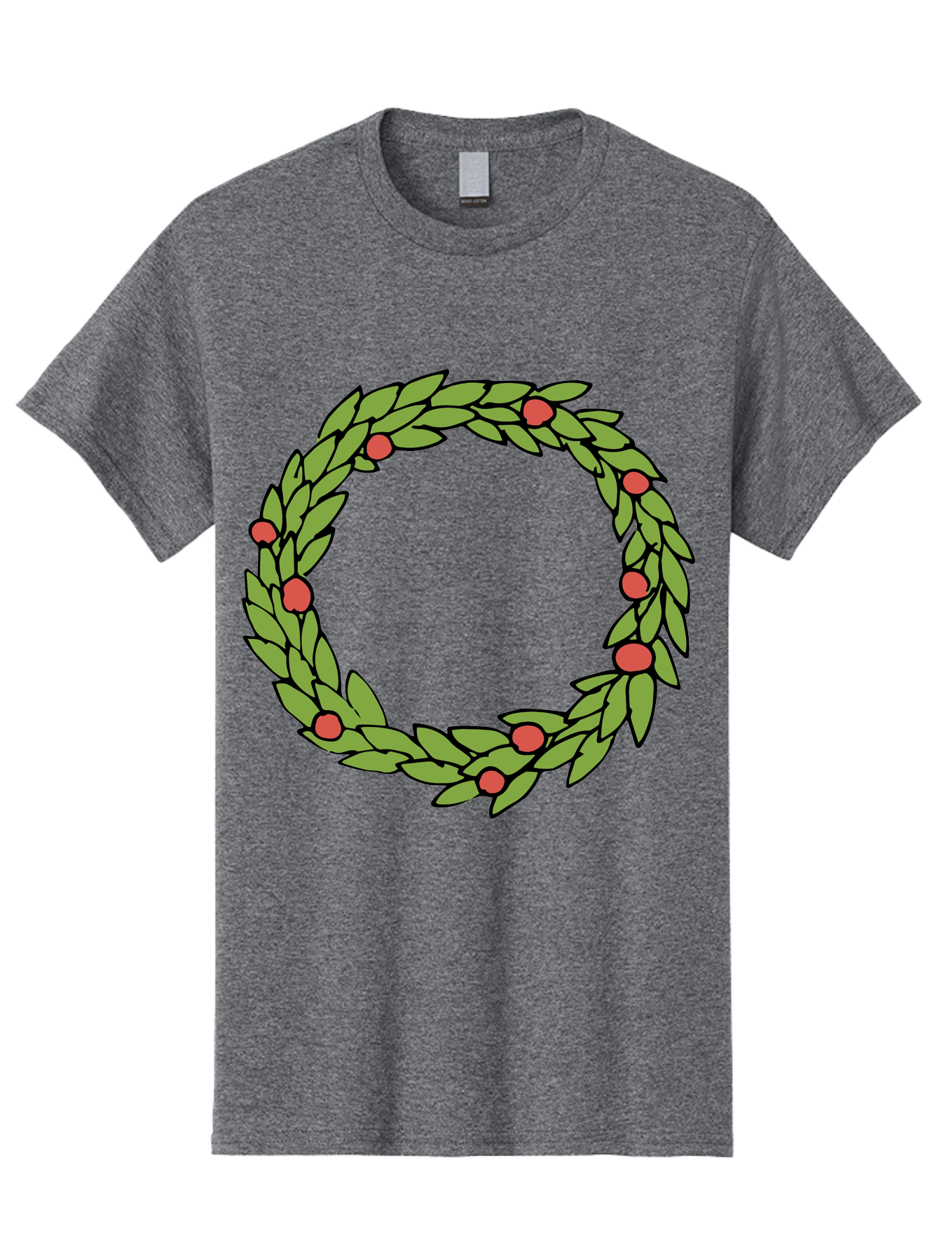 Laurel-Wreath Men'S Graphic Tee, 100% Cotton, Comfortable Casual Summer Wear, Machine Washable, Laurel Wreath, Green Leaves, Red Berries, Circular Design, Symbolic Motif, Traditional Emblem, Vintage Decoration, Classic Iconography, - Aaa960 23
