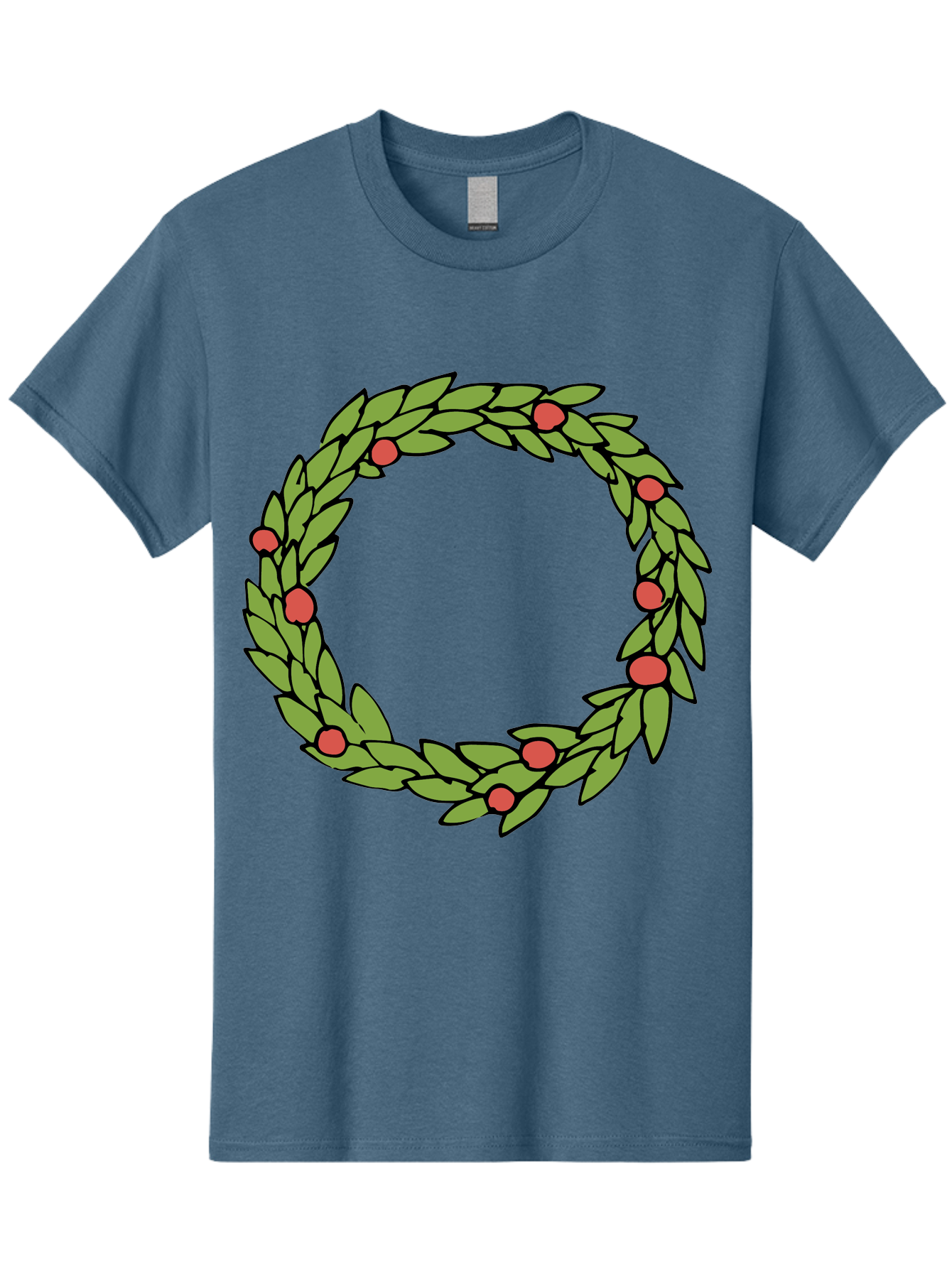 Laurel-Wreath Men'S Graphic Tee, 100% Cotton, Comfortable Casual Summer Wear, Machine Washable, Laurel Wreath, Green Leaves, Red Berries, Circular Design, Symbolic Motif, Traditional Emblem, Vintage Decoration, Classic Iconography, - Aaa960 19
