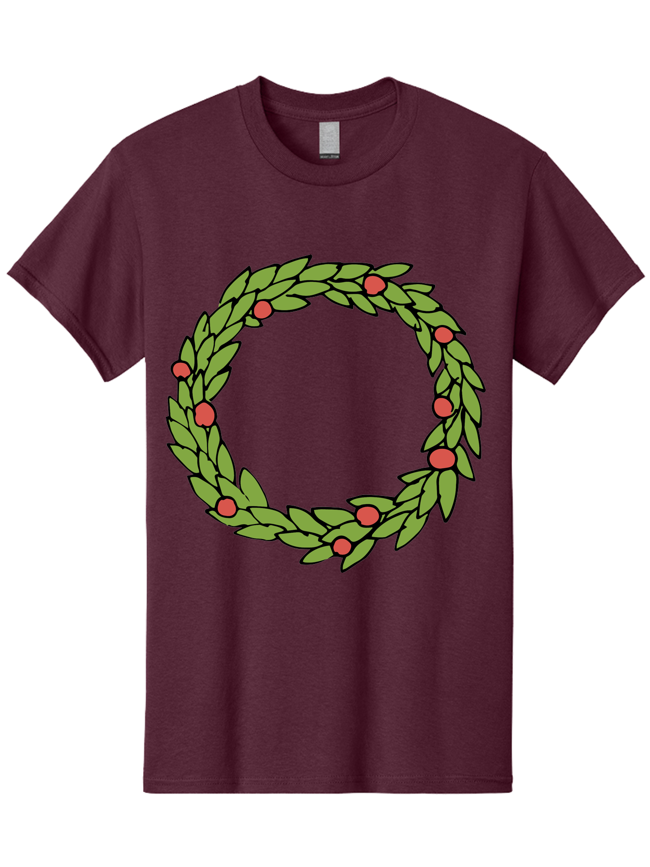 Laurel-Wreath Men'S Graphic Tee, 100% Cotton, Comfortable Casual Summer Wear, Machine Washable, Laurel Wreath, Green Leaves, Red Berries, Circular Design, Symbolic Motif, Traditional Emblem, Vintage Decoration, Classic Iconography, - Aaa960 13