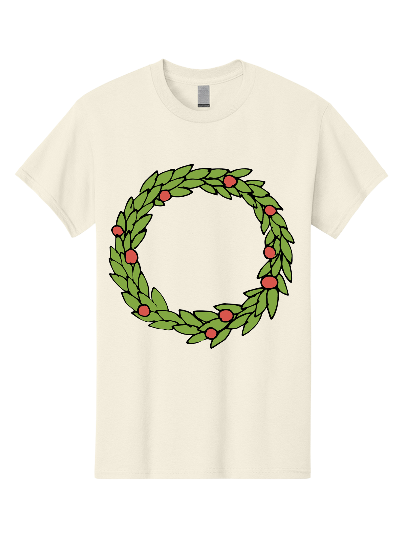 Laurel-Wreath Men'S Graphic Tee, 100% Cotton, Comfortable Casual Summer Wear, Machine Washable, Laurel Wreath, Green Leaves, Red Berries, Circular Design, Symbolic Motif, Traditional Emblem, Vintage Decoration, Classic Iconography, - Aaa960 17