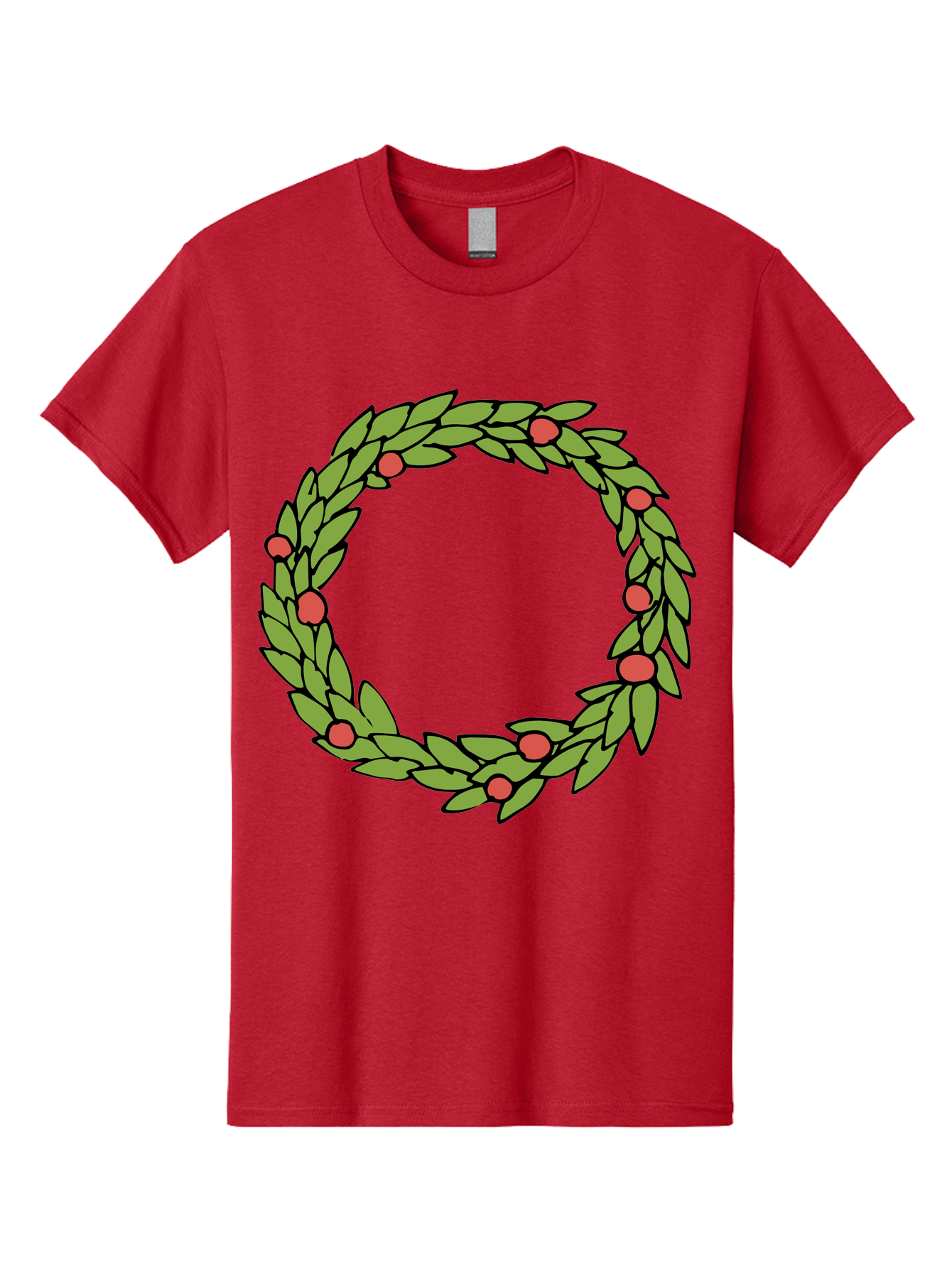 Laurel-Wreath Men'S Graphic Tee, 100% Cotton, Comfortable Casual Summer Wear, Machine Washable, Laurel Wreath, Green Leaves, Red Berries, Circular Design, Symbolic Motif, Traditional Emblem, Vintage Decoration, Classic Iconography, - Aaa960 11