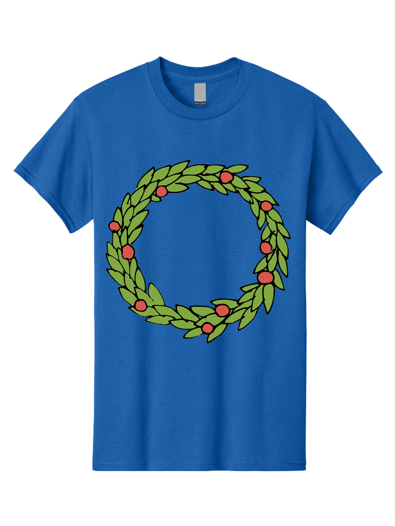 Laurel-Wreath Men'S Graphic Tee, 100% Cotton, Comfortable Casual Summer Wear, Machine Washable, Laurel Wreath, Green Leaves, Red Berries, Circular Design, Symbolic Motif, Traditional Emblem, Vintage Decoration, Classic Iconography, - Aaa960 29