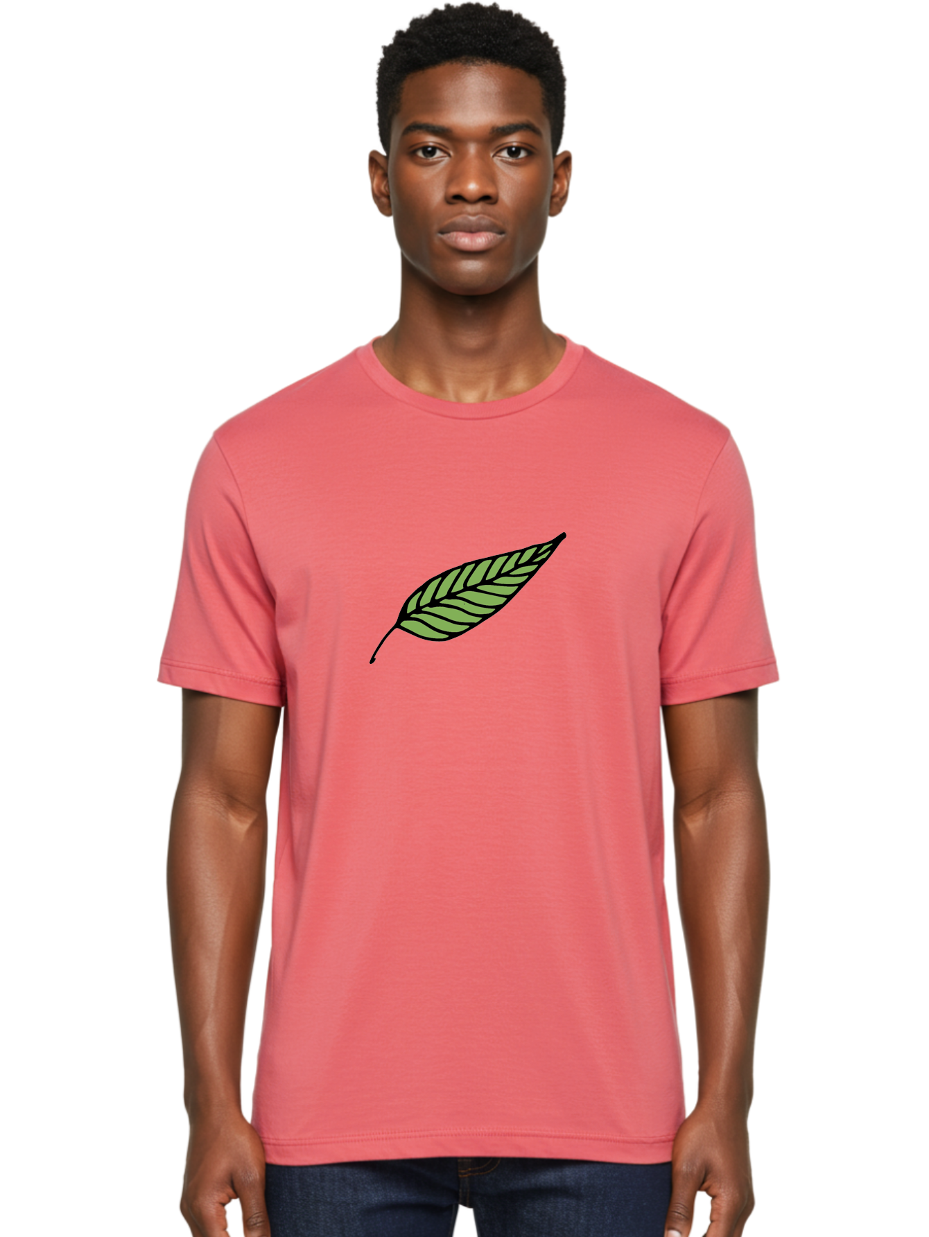 Leaf Men'S Graphic Tee, 100% Cotton, Comfortable Casual Summer Wear, Machine Washable, Leaf Icon, Olive Branch Symbol, Simple Illustration, Black Outline, Green Leaf, Minimalist Design, Symbolic Representation, Peace Symbol, - Aaa965 6
