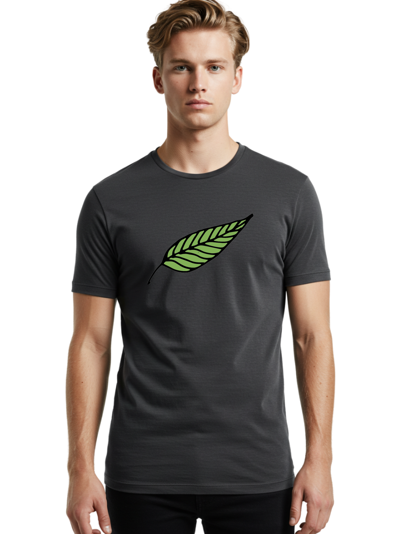 Leaf Men'S Graphic Tee, 100% Cotton, Comfortable Casual Summer Wear, Machine Washable, Leaf Icon, Olive Branch Symbol, Simple Illustration, Black Outline, Green Leaf, Minimalist Design, Symbolic Representation, Peace Symbol, - Aaa965 8