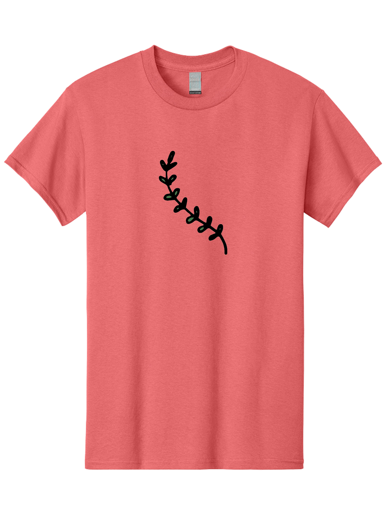 Leafy-Branch Men'S Graphic Tee, 100% Cotton, Comfortable Casual Summer Wear, Machine Washable, Simple Vine, Curved Stem, Black Leaves, Grey Highlights, Digital Art, Minimalist Design, Simple Shapes, Modern Illustration, Stylized Foliage, - Aaa966 5