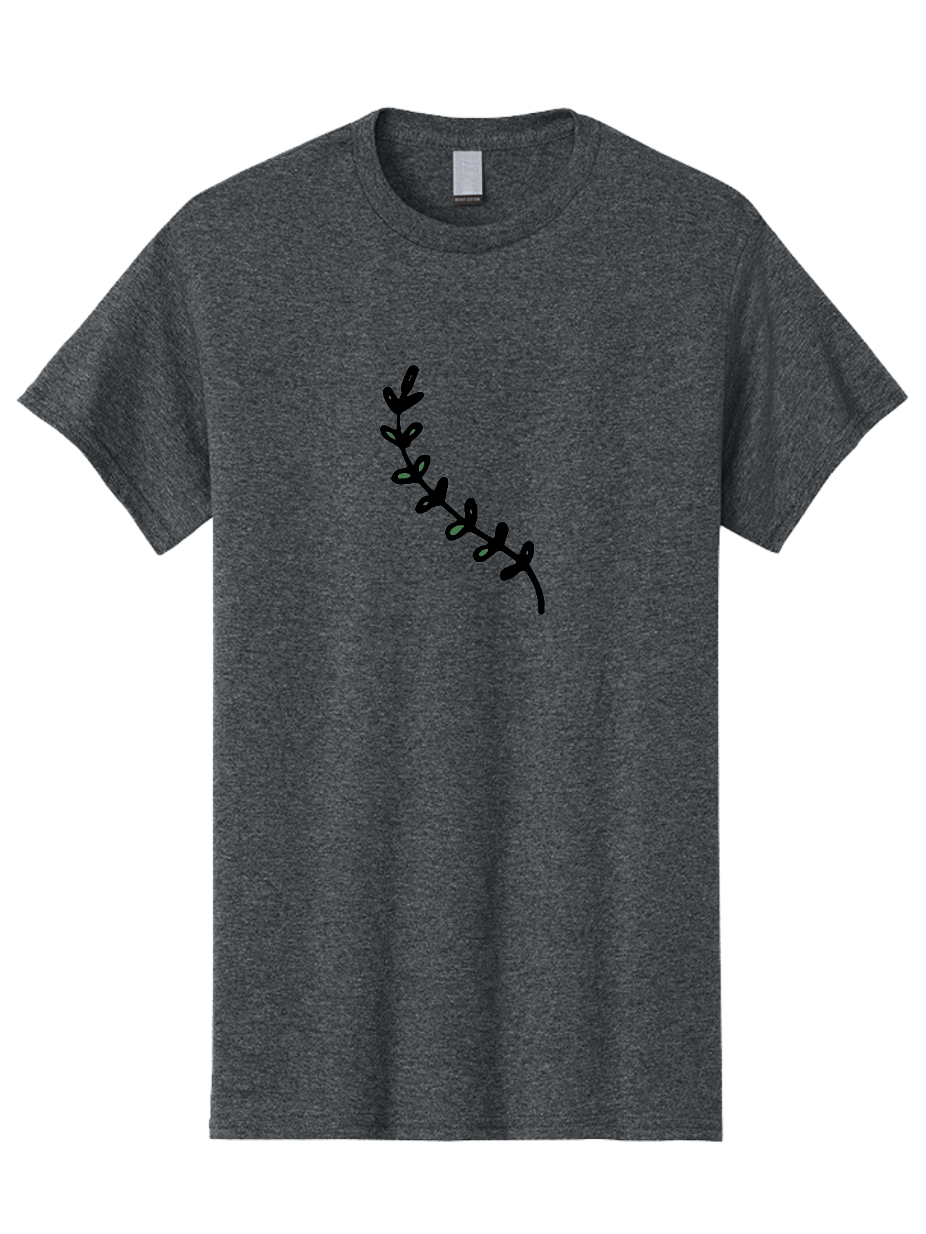 Leafy-Branch Men'S Graphic Tee, 100% Cotton, Comfortable Casual Summer Wear, Machine Washable, Simple Vine, Curved Stem, Black Leaves, Grey Highlights, Digital Art, Minimalist Design, Simple Shapes, Modern Illustration, Stylized Foliage, - Aaa966 7