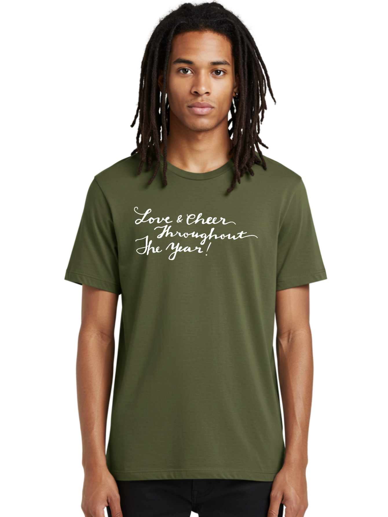 Love-Cheer-Throughout-The-Year Men'S Graphic Tee, 100% Cotton, Comfortable Casual Summer Wear, Machine Washable, Love & Cheer, Inspirational Quote, Motivational Message, Festive Greeting, Joyful Sentiment, Cursive Script, Positive Vibes, - Aaa974 12