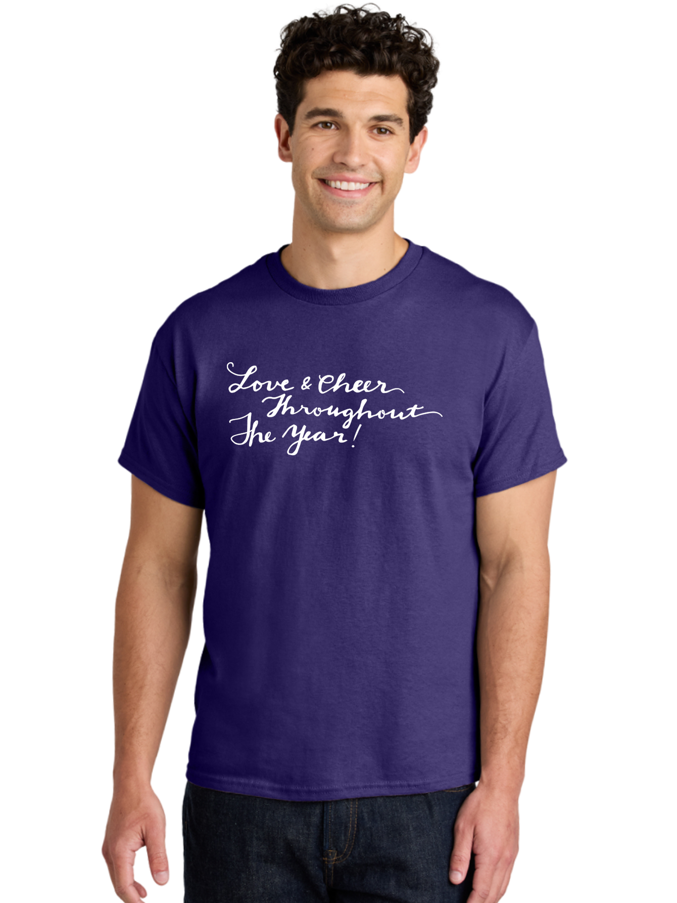 Love-Cheer-Throughout-The-Year Men'S Graphic Tee, 100% Cotton, Comfortable Casual Summer Wear, Machine Washable, Love & Cheer, Inspirational Quote, Motivational Message, Festive Greeting, Joyful Sentiment, Cursive Script, Positive Vibes, - Aaa974 8