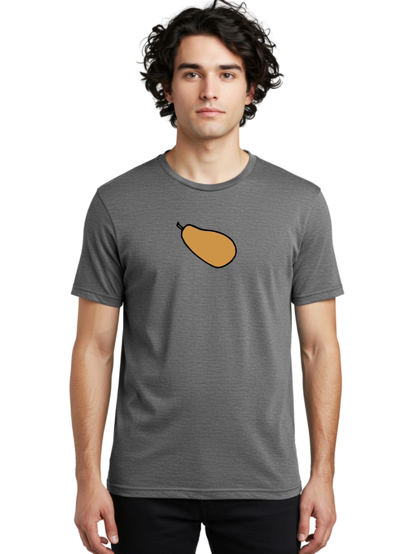 Mango Men'S Graphic Tee, 100% Cotton, Comfortable Casual Summer Wear, Machine Washable, Mango Fruit, Ripe Mango, Sweet Fruit, Tropical Fruit, Cartoon Style, Simple Design, Black Outline - Aaa975 10