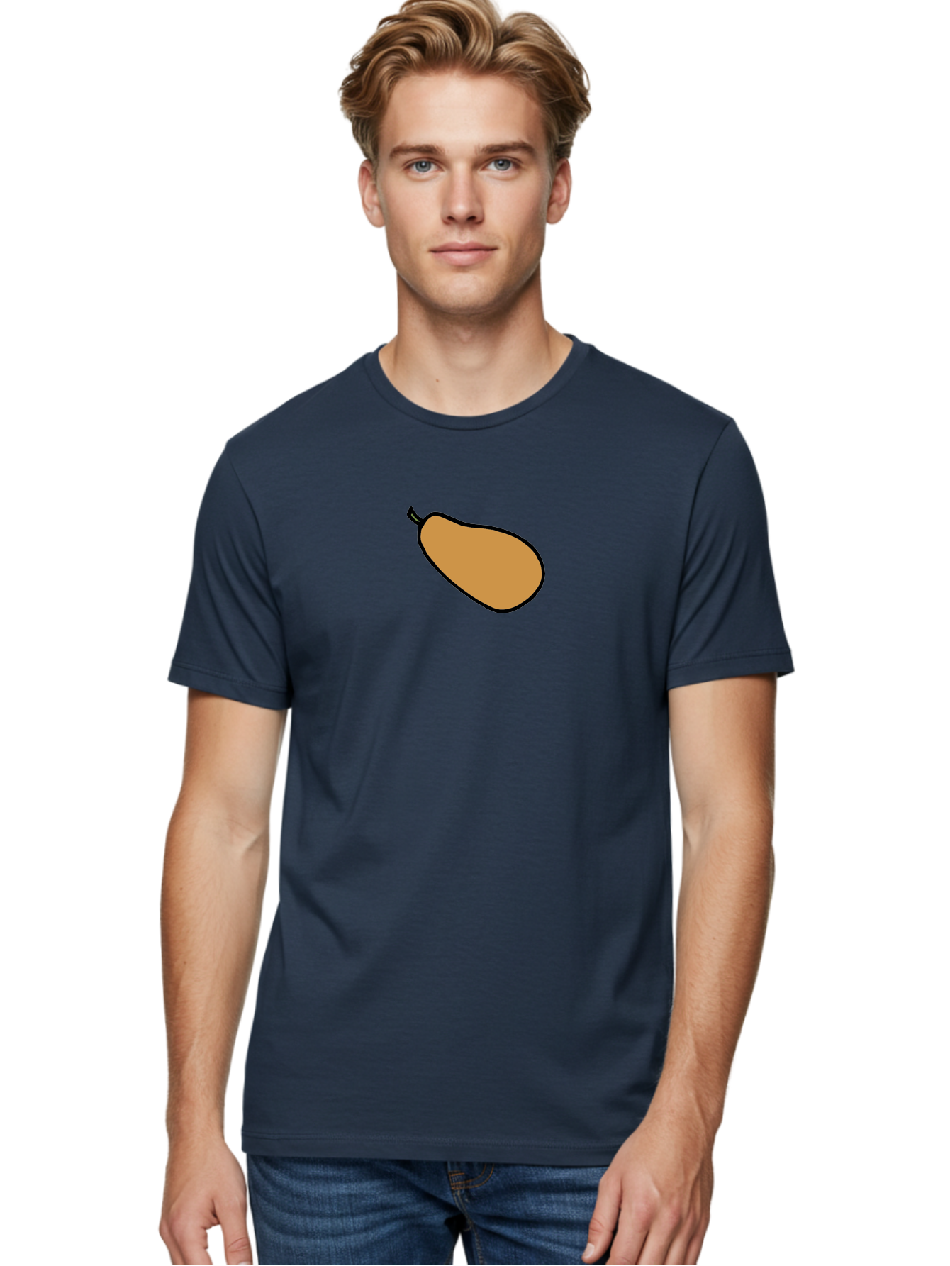 Mango Men'S Graphic Tee, 100% Cotton, Comfortable Casual Summer Wear, Machine Washable, Mango Fruit, Ripe Mango, Sweet Fruit, Tropical Fruit, Cartoon Style, Simple Design, Black Outline - Aaa975 20