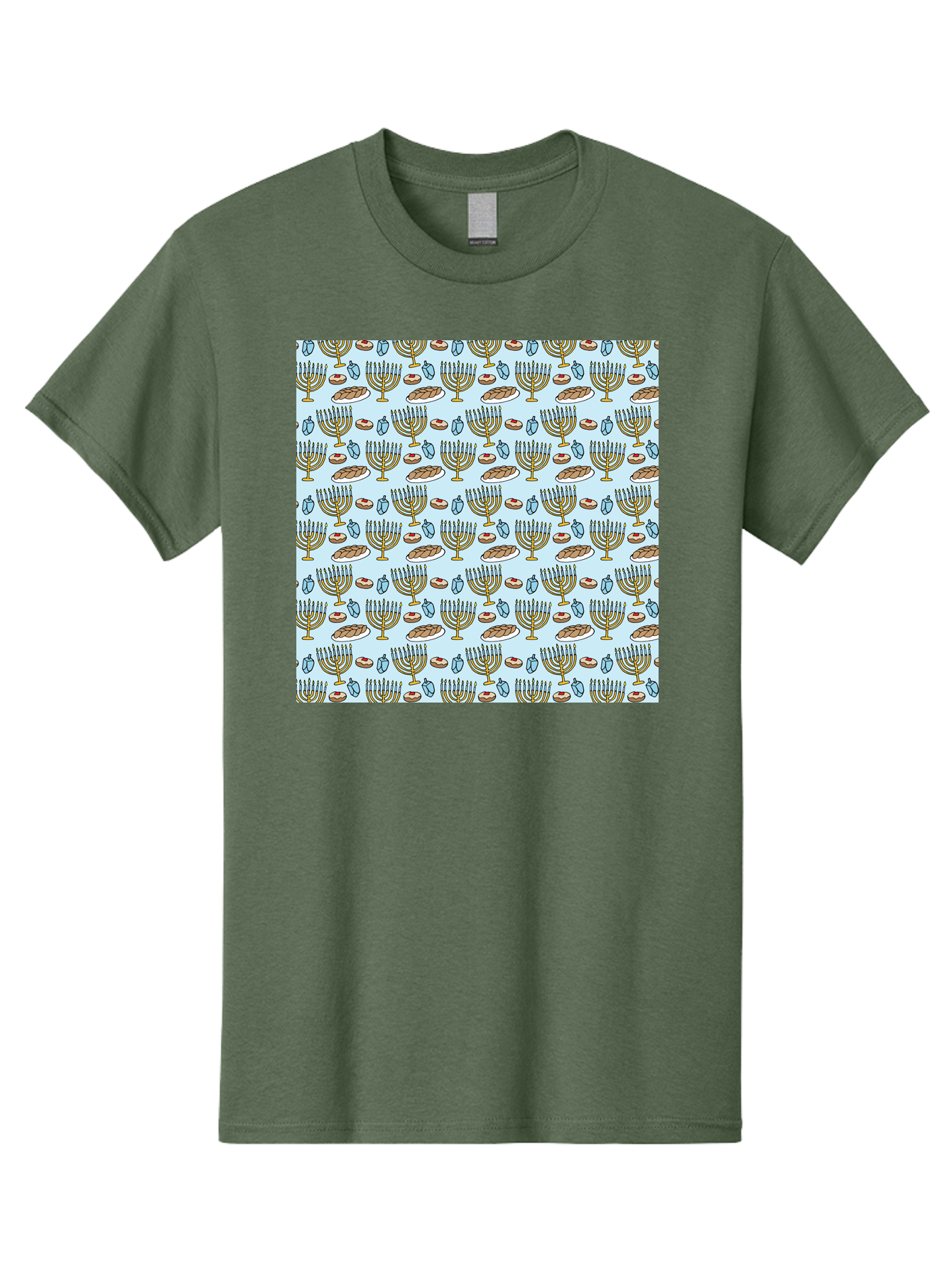 Menorah-Pattern Men'S Graphic Tee, 100% Cotton, Comfortable Casual Summer Wear, Machine Washable, Menorah, Hanukkah Symbols, Jewish Traditions, Festive Decorations, Traditional Jewish Symbols, Menorah Pattern, Hanukkah Decorations - Aaa976 15