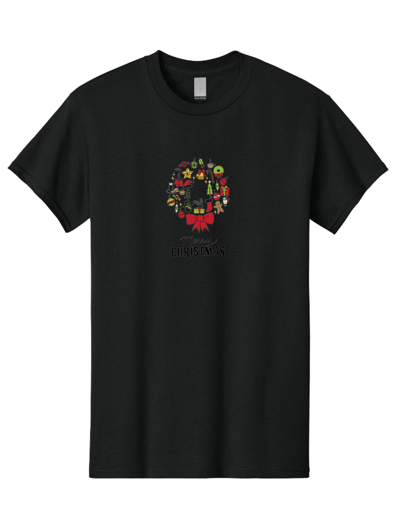 Merry-Christmas-7 Men'S Graphic Tee, 100% Cotton, Comfortable Casual Summer Wear, Machine Washable, Christmas Wreath, Holiday Decorations, Festive Symbols, Red Bow, Christmas Tree, Ornaments, Candy Cane, Gingerbread, Stockings, Gifts, - Aaa986 13