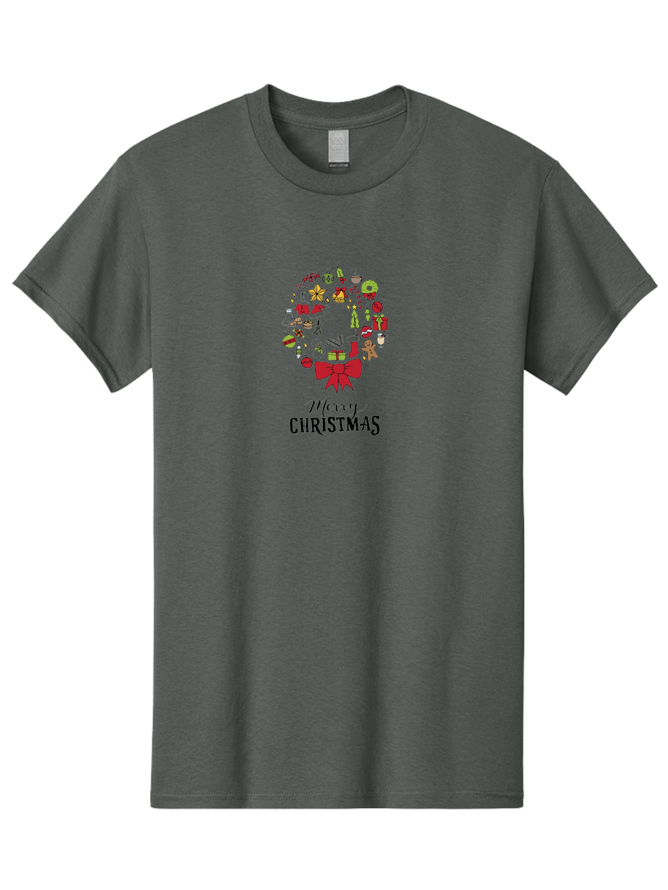 Merry-Christmas-7 Men'S Graphic Tee, 100% Cotton, Comfortable Casual Summer Wear, Machine Washable, Christmas Wreath, Holiday Decorations, Festive Symbols, Red Bow, Christmas Tree, Ornaments, Candy Cane, Gingerbread, Stockings, Gifts, - Aaa986 5