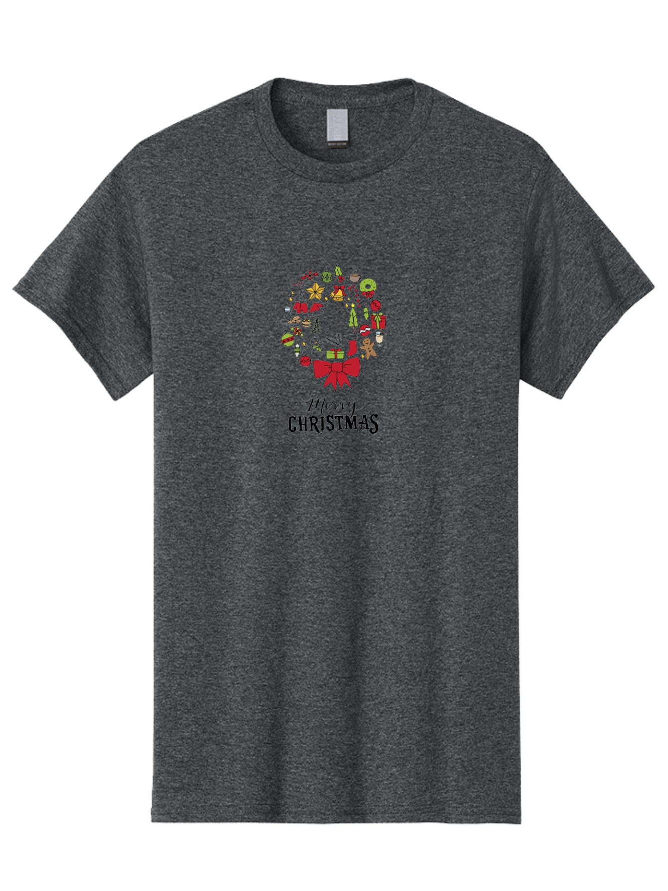 Merry-Christmas-7 Men'S Graphic Tee, 100% Cotton, Comfortable Casual Summer Wear, Machine Washable, Christmas Wreath, Holiday Decorations, Festive Symbols, Red Bow, Christmas Tree, Ornaments, Candy Cane, Gingerbread, Stockings, Gifts, - Aaa986 9