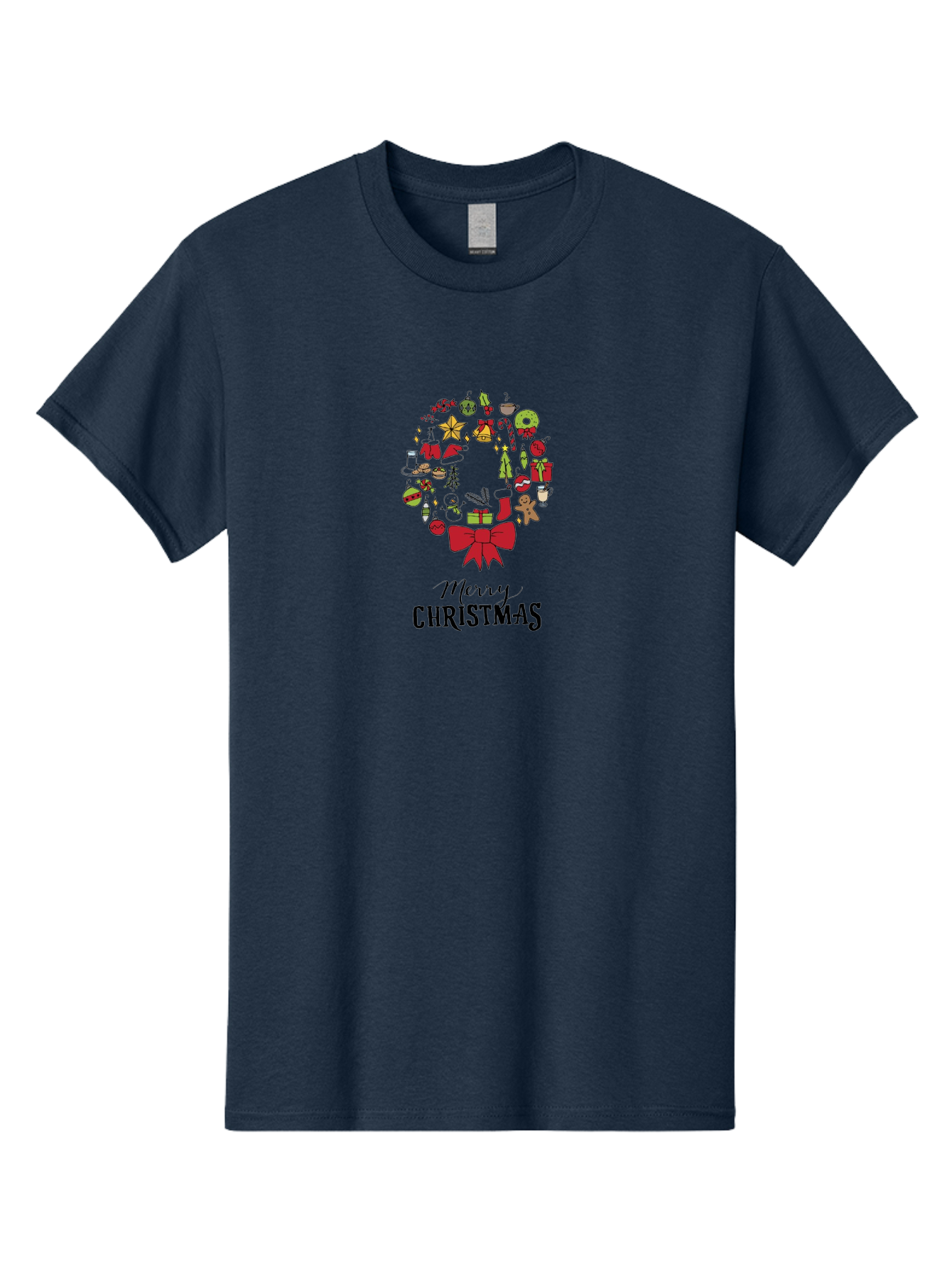 Merry-Christmas-7 Men'S Graphic Tee, 100% Cotton, Comfortable Casual Summer Wear, Machine Washable, Christmas Wreath, Holiday Decorations, Festive Symbols, Red Bow, Christmas Tree, Ornaments, Candy Cane, Gingerbread, Stockings, Gifts, - Aaa986 29