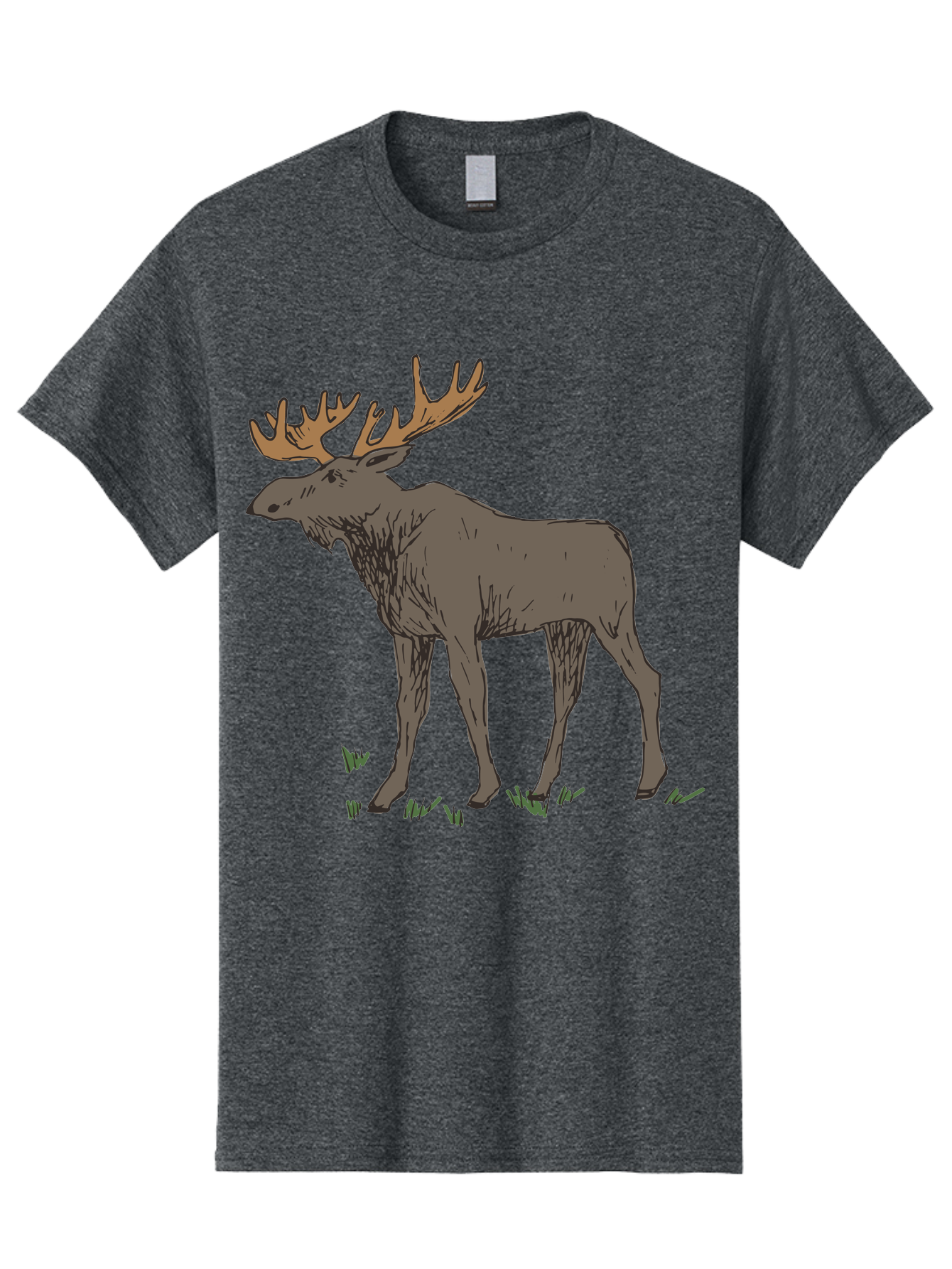 Moose-1 Men'S Graphic Tee, 100% Cotton, Comfortable Casual Summer Wear, Machine Washable, Illustration Of A Moose, Large Antlers, Wildlife, Animal Art, Cartoon Style, Wildlife Illustration, Mammal Drawing, Forest Creature, Nature Graphic - Aaa997 7