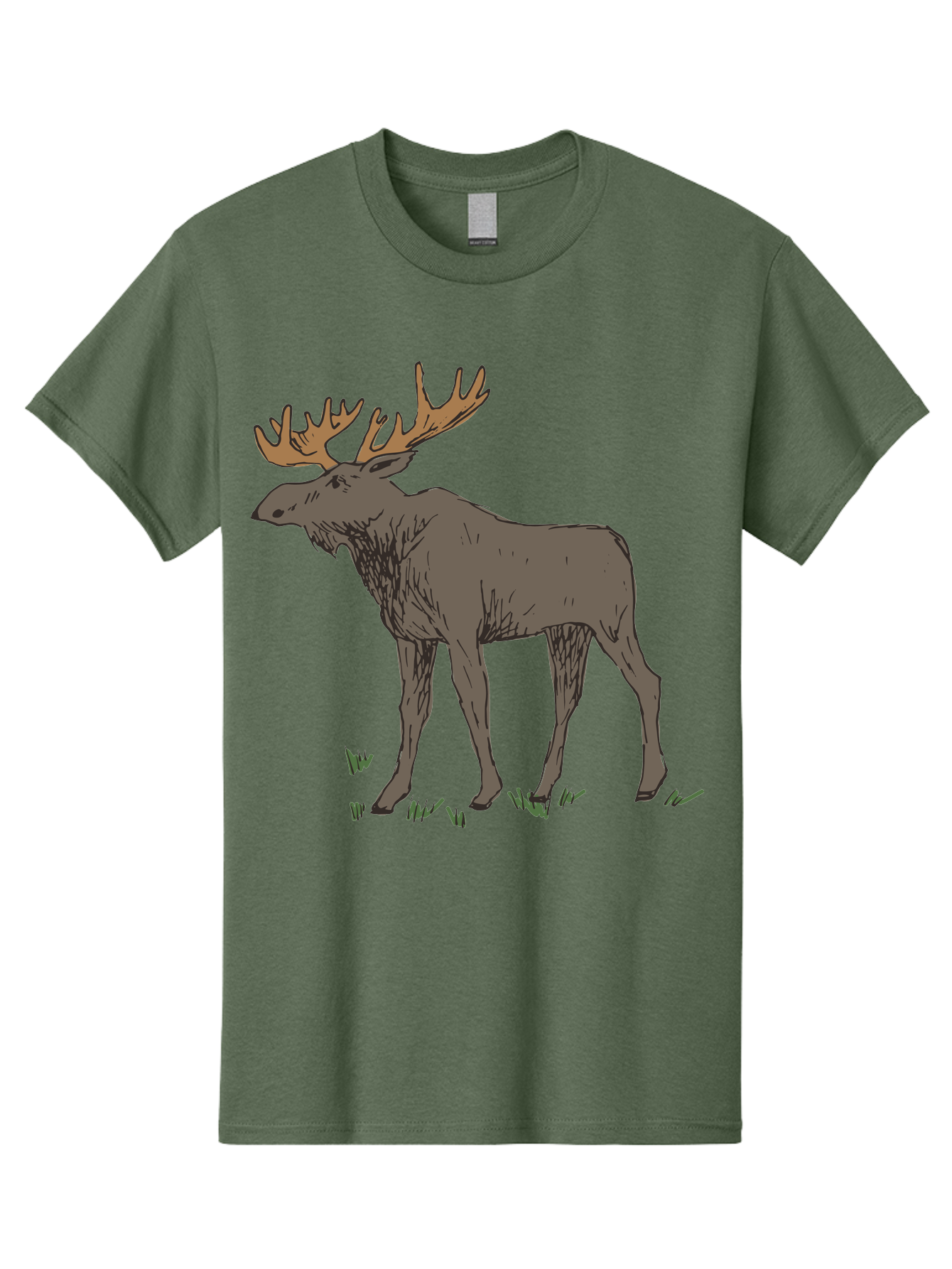 Moose-1 Men'S Graphic Tee, 100% Cotton, Comfortable Casual Summer Wear, Machine Washable, Illustration Of A Moose, Large Antlers, Wildlife, Animal Art, Cartoon Style, Wildlife Illustration, Mammal Drawing, Forest Creature, Nature Graphic - Aaa997 15