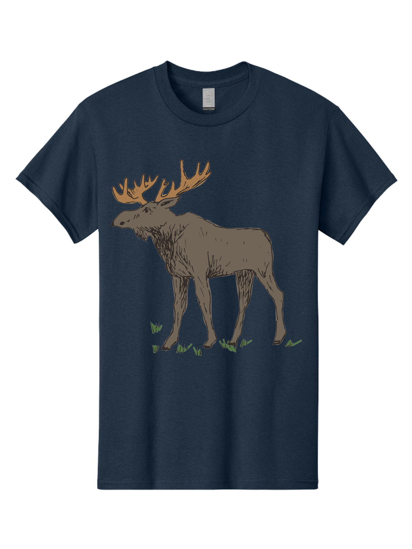 Moose-1 Men'S Graphic Tee, 100% Cotton, Comfortable Casual Summer Wear, Machine Washable, Illustration Of A Moose, Large Antlers, Wildlife, Animal Art, Cartoon Style, Wildlife Illustration, Mammal Drawing, Forest Creature, Nature Graphic - Aaa997 19