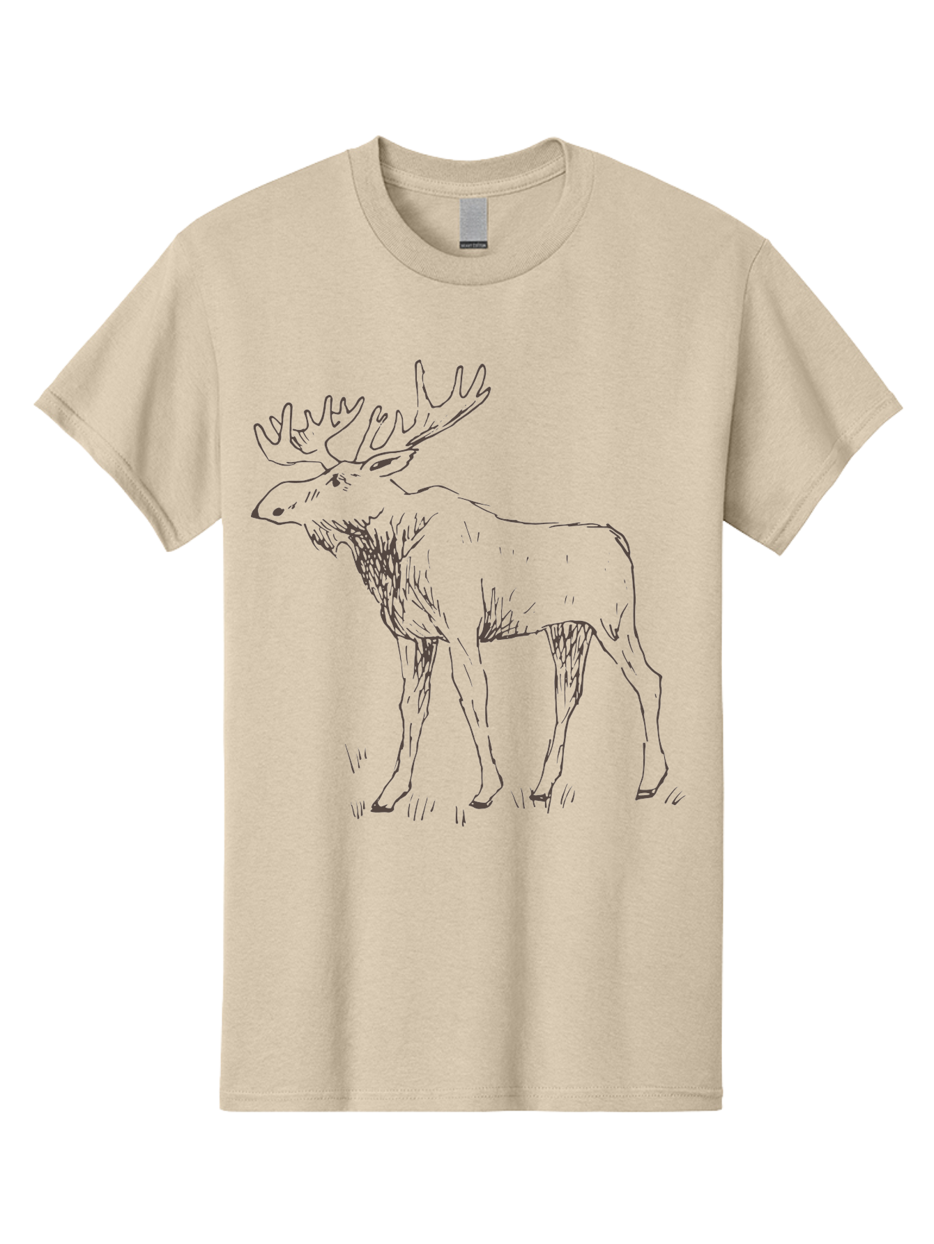 Moose Men'S Graphic Tee, 100% Cotton, Comfortable Casual Summer Wear, Machine Washable, Majestic Elk, Large Antlers, Wildlife Illustration, Grassy Terrain, Animal Portrait, Wildlife Art, Natural Habitat, Forest Dwelling - Aaa998 27