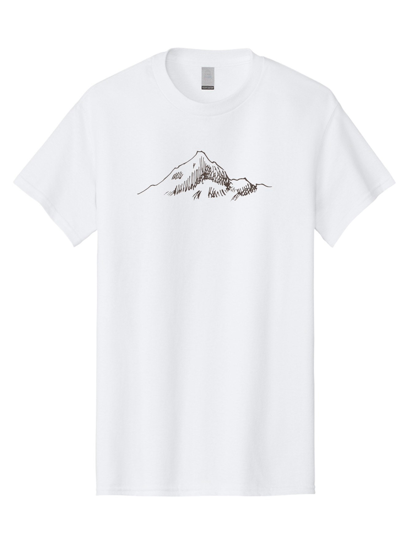 Mountain-Sketch Men'S Graphic Tee, 100% Cotton, Comfortable Casual Summer Wear, Machine Washable, Hand Drawn Mountain, Landscape Drawing, Abstract Art, Minimalist Design, Simple Shapes, Nature-Inspired, Mountain Peak, Artistic Expression Aab000 3