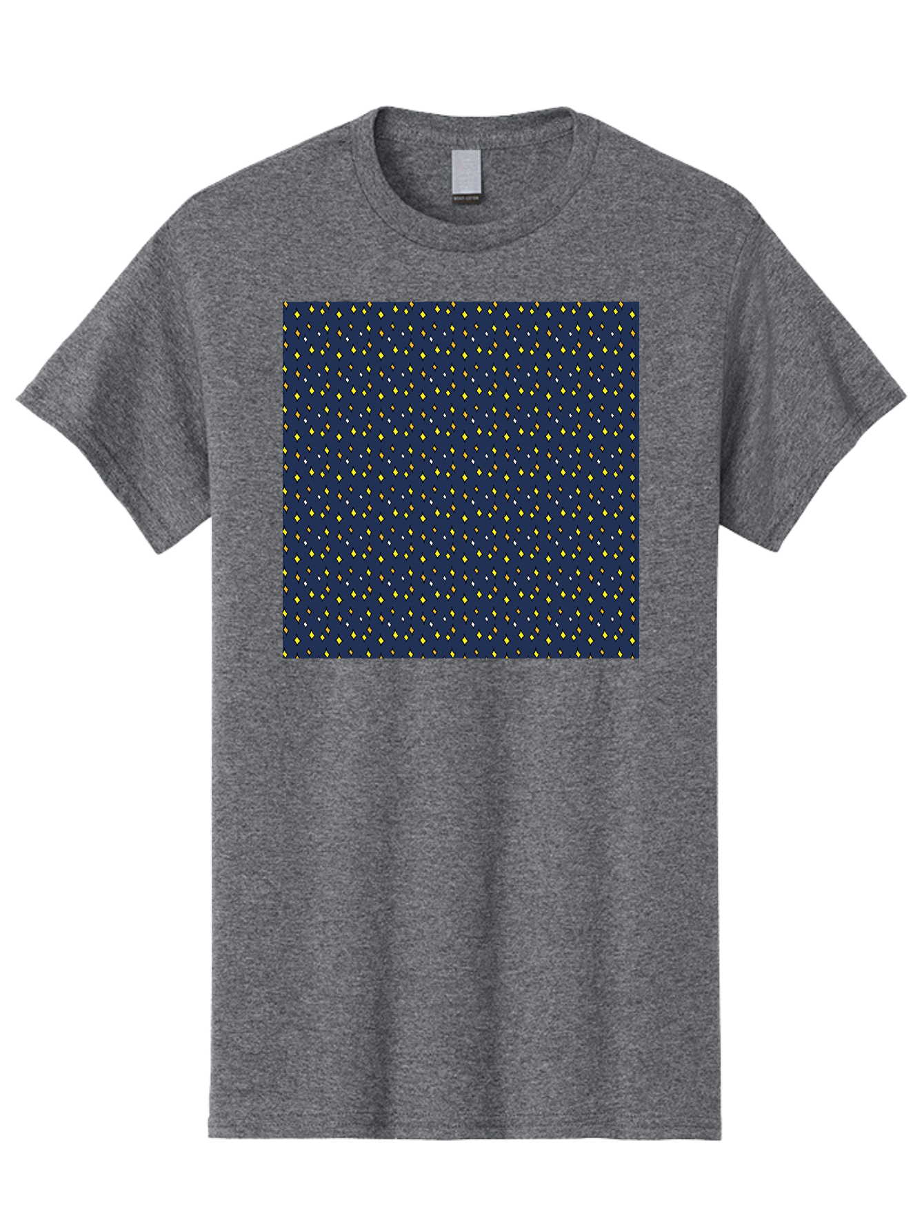 Navy-Blue-Dots Men'S Graphic Tee, 100% Cotton, Comfortable Casual Summer Wear, Machine Washable, Navy Blue Background, Yellow Diamonds, White Accents, Geometric Pattern, Abstract Design, Repeating Motif, Minimalist Style, Wallpaper Texture Aab003 9