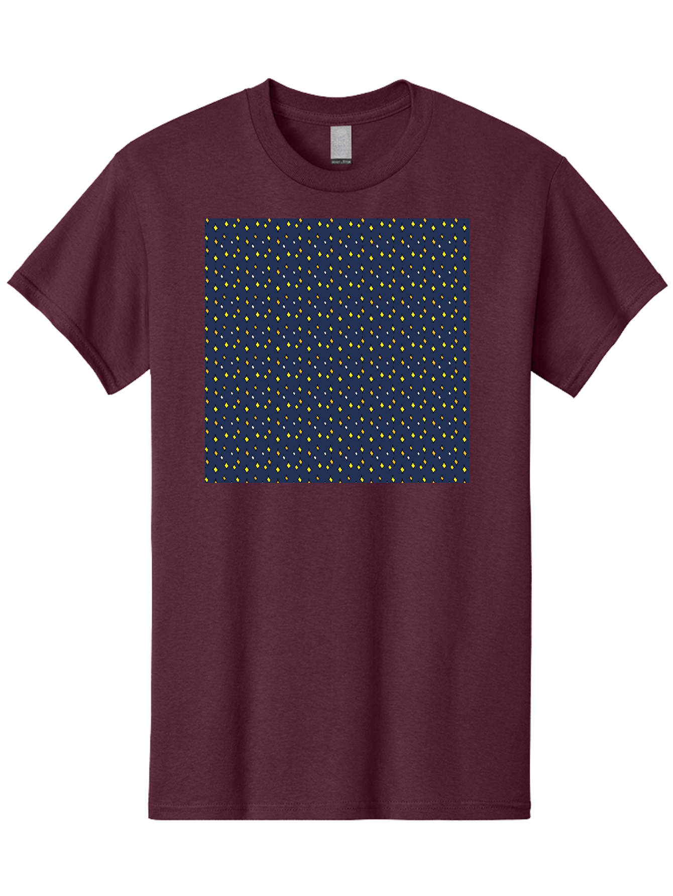 Navy-Blue-Dots Men'S Graphic Tee, 100% Cotton, Comfortable Casual Summer Wear, Machine Washable, Navy Blue Background, Yellow Diamonds, White Accents, Geometric Pattern, Abstract Design, Repeating Motif, Minimalist Style, Wallpaper Texture Aab003 13