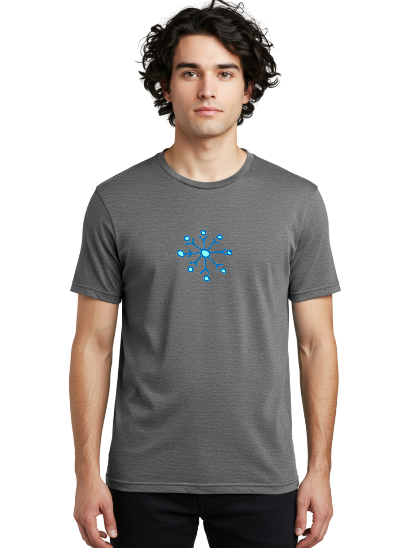 Neuron Men'S Graphic Tee, 100% Cotton, Comfortable Casual Summer Wear, Machine Washable, Blue Neuron Illustration, Dendrites And Cell Body, Neuroscience Graphic, Neuron Structure, Abstract Blue Design, Neuron Anatomy, Simple Neuron Diagram Aab005 10