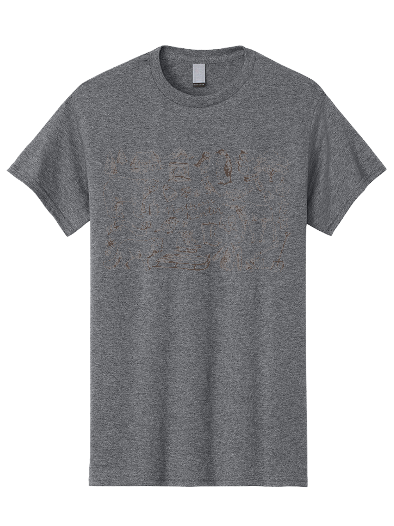 Northern-Winter Men'S Graphic Tee, 100% Cotton, Comfortable Casual Summer Wear, Machine Washable, Winter Scene, Northern Wildlife, Polar Bears, Penguins, Deer, Snowflakes, Cozy Cabin, Fireplace, Warm Clothing, Winter Boots, Snowy Trees, Aab014 9