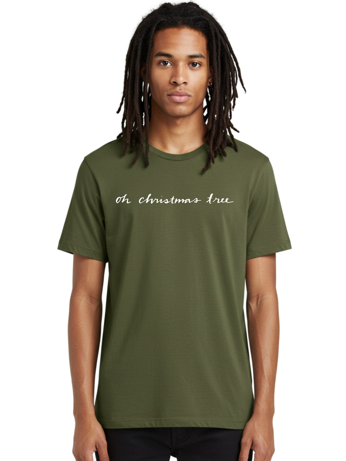 Oh-Christmas-Tree-1 Men'S Graphic Tee, 100% Cotton, Comfortable Casual Summer Wear, Machine Washable, Christmas Tree, Holiday Season, Festive Phrase, White Cursive Text, Christmas Theme, Winter Wonderland, Seasonal Greetings Aab015 30