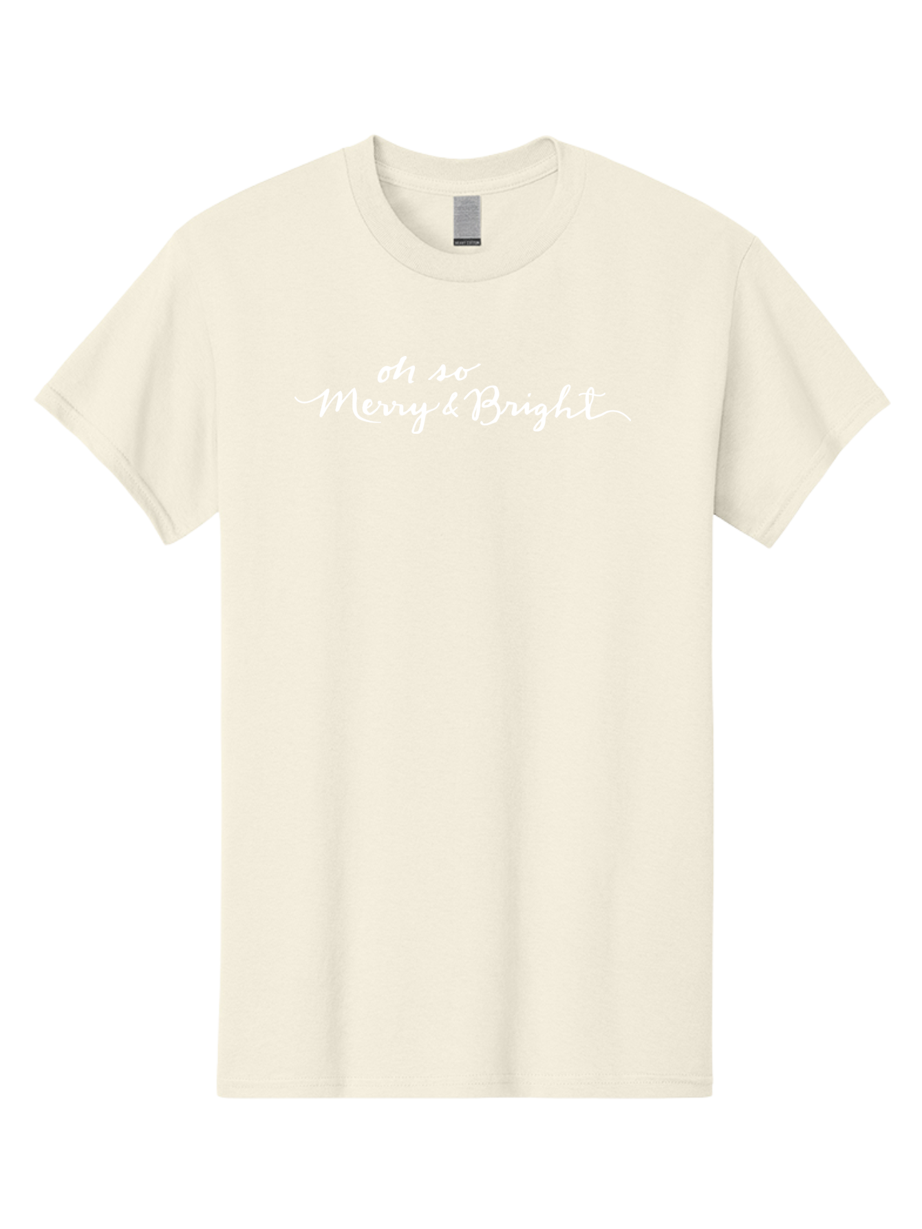 Oh-So-Merry-Bright Men'S Graphic Tee, 100% Cotton, Comfortable Casual Summer Wear, Machine Washable, Christmas Greeting, Holiday Card, Festive Wishes, Merry Christmas, Joyful Holiday, Season'S Greetings, White Cursive Text Aab017 17