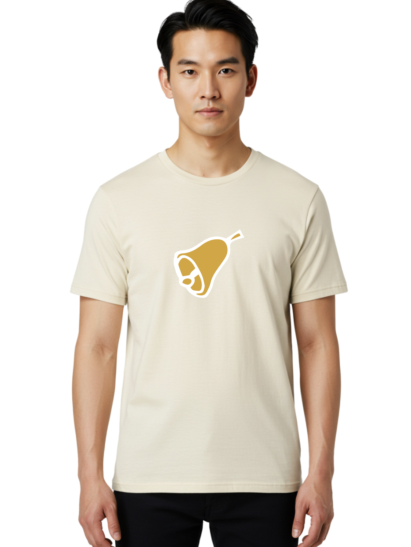 Pear Men'S Graphic Tee, 100% Cotton, Comfortable Casual Summer Wear, Machine Washable, Pear Fruit, Simple Illustration, Minimalist Design, Yellow Pear, White Outline, Healthy Snack, Organic Produce, Fruit Icon Aab030 18