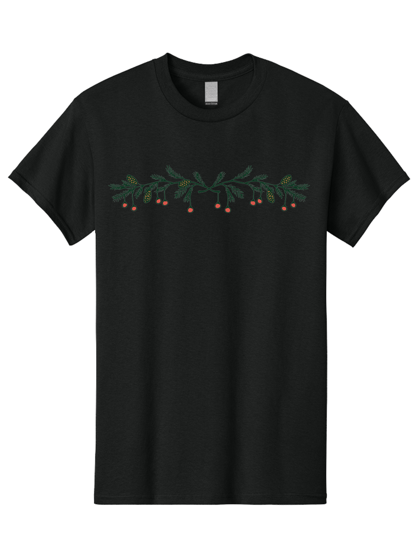 Pine-Branch-With-Berries Men'S Graphic Tee, 100% Cotton, Comfortable Casual Summer Wear, Machine Washable, Pine Branch, Pine Cones, Red Berries, Festive Decorations, Christmas Theme, Holiday Decor, Winter Elements, Seasonal Design Aab036 21