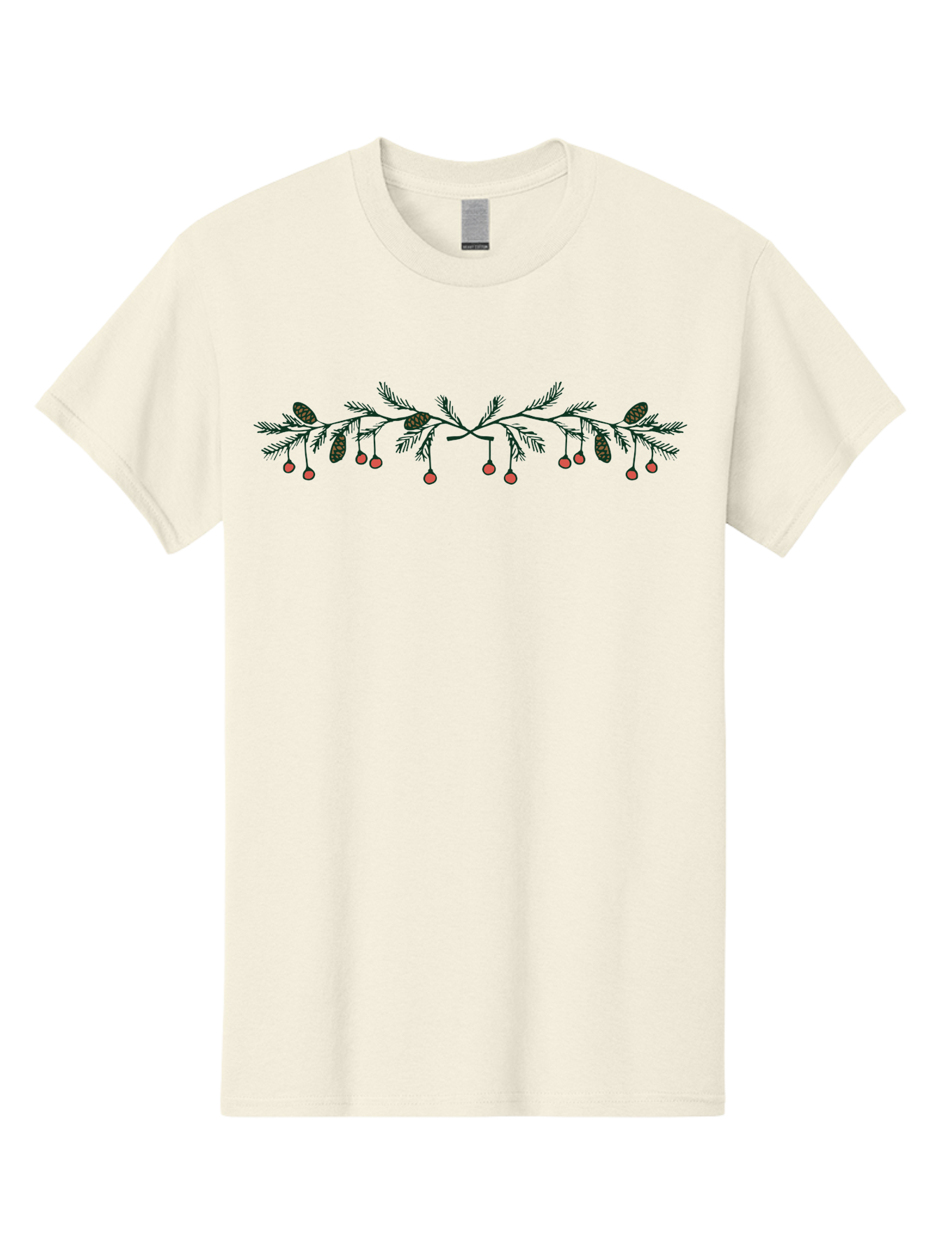 Pine-Branch-With-Berries Men'S Graphic Tee, 100% Cotton, Comfortable Casual Summer Wear, Machine Washable, Pine Branch, Pine Cones, Red Berries, Festive Decorations, Christmas Theme, Holiday Decor, Winter Elements, Seasonal Design Aab036 29