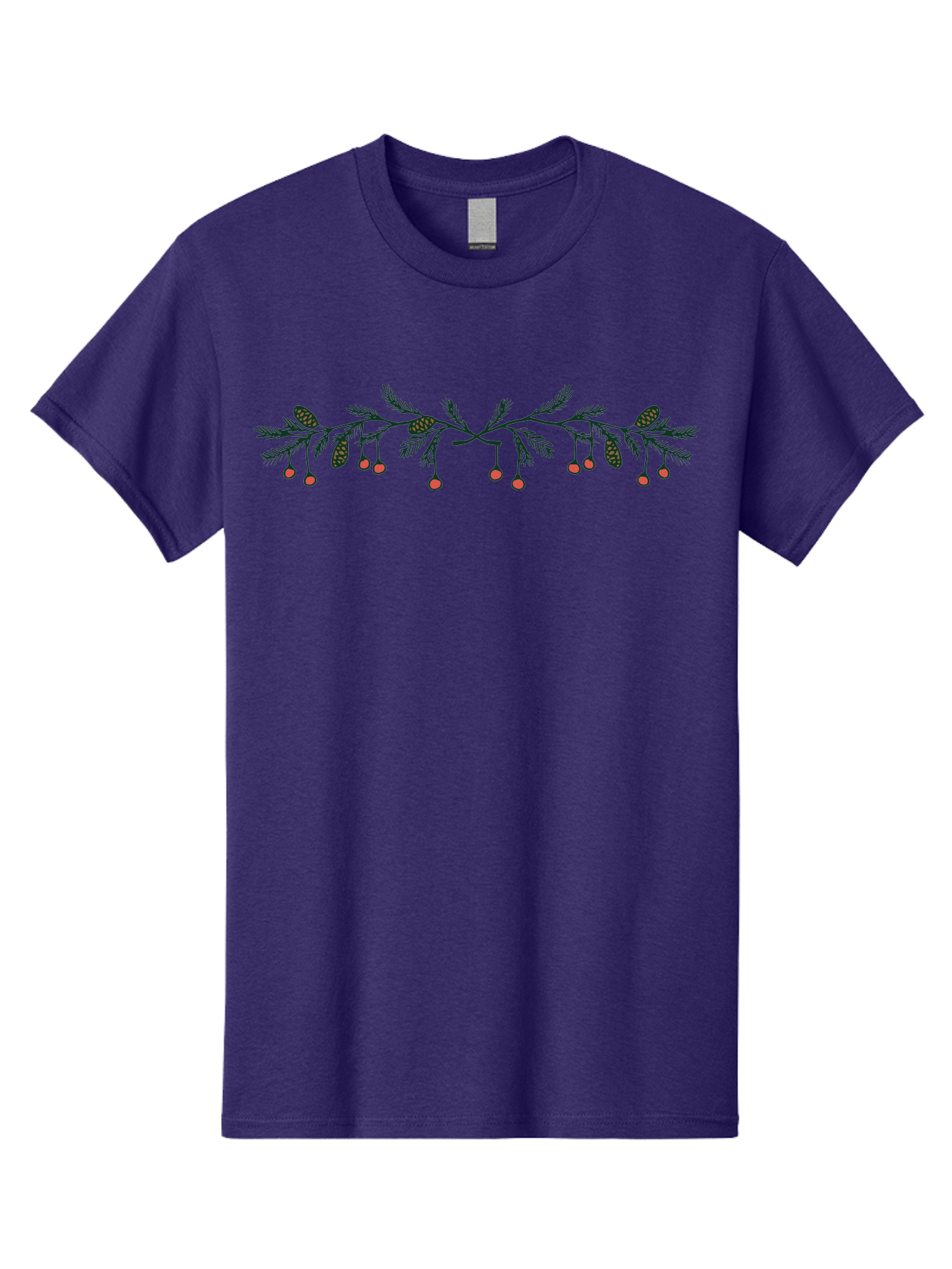 Pine-Branch-With-Berries Men'S Graphic Tee, 100% Cotton, Comfortable Casual Summer Wear, Machine Washable, Pine Branch, Pine Cones, Red Berries, Festive Decorations, Christmas Theme, Holiday Decor, Winter Elements, Seasonal Design Aab036 11