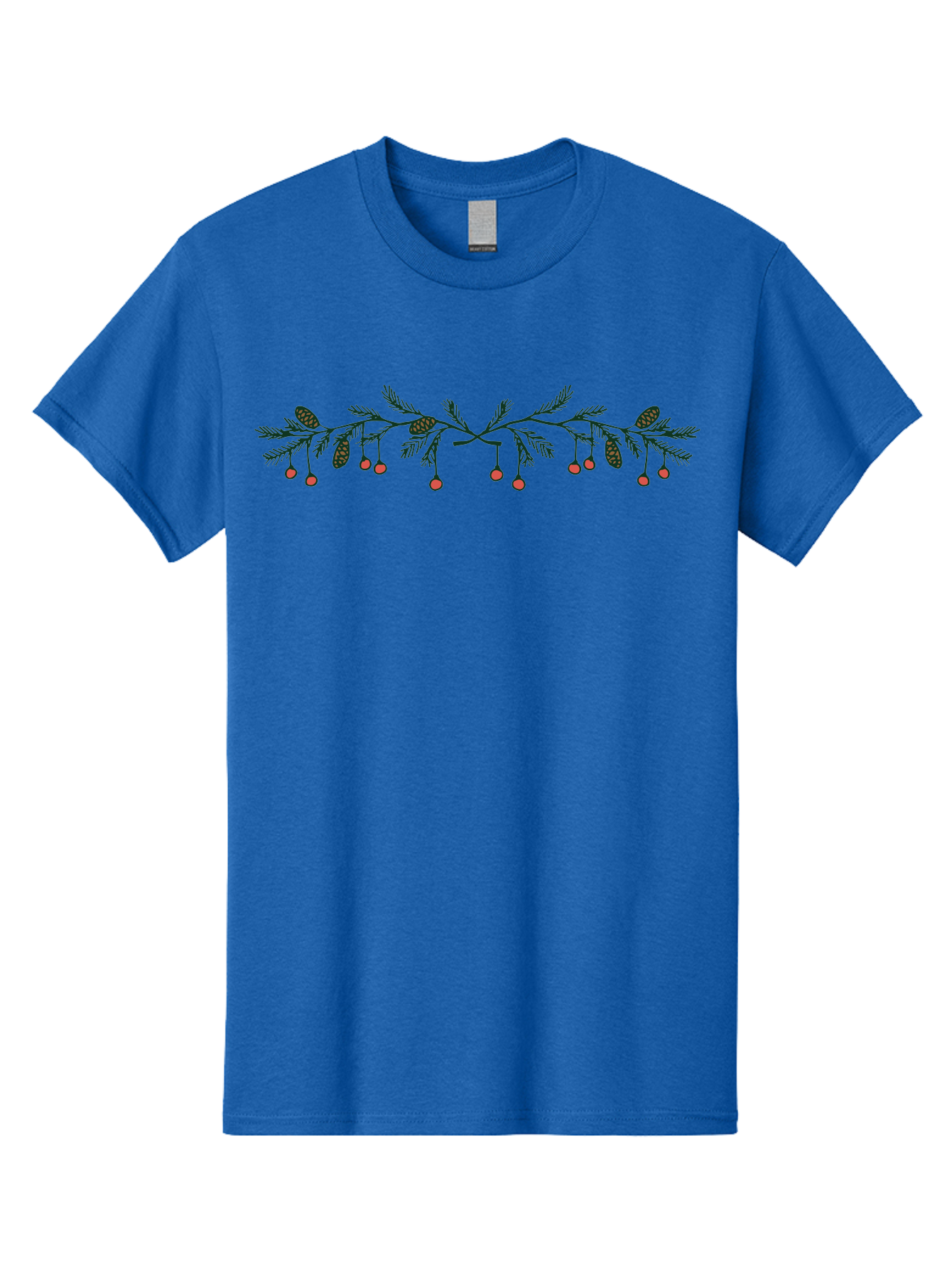 Pine-Branch-With-Berries Men'S Graphic Tee, 100% Cotton, Comfortable Casual Summer Wear, Machine Washable, Pine Branch, Pine Cones, Red Berries, Festive Decorations, Christmas Theme, Holiday Decor, Winter Elements, Seasonal Design Aab036 5
