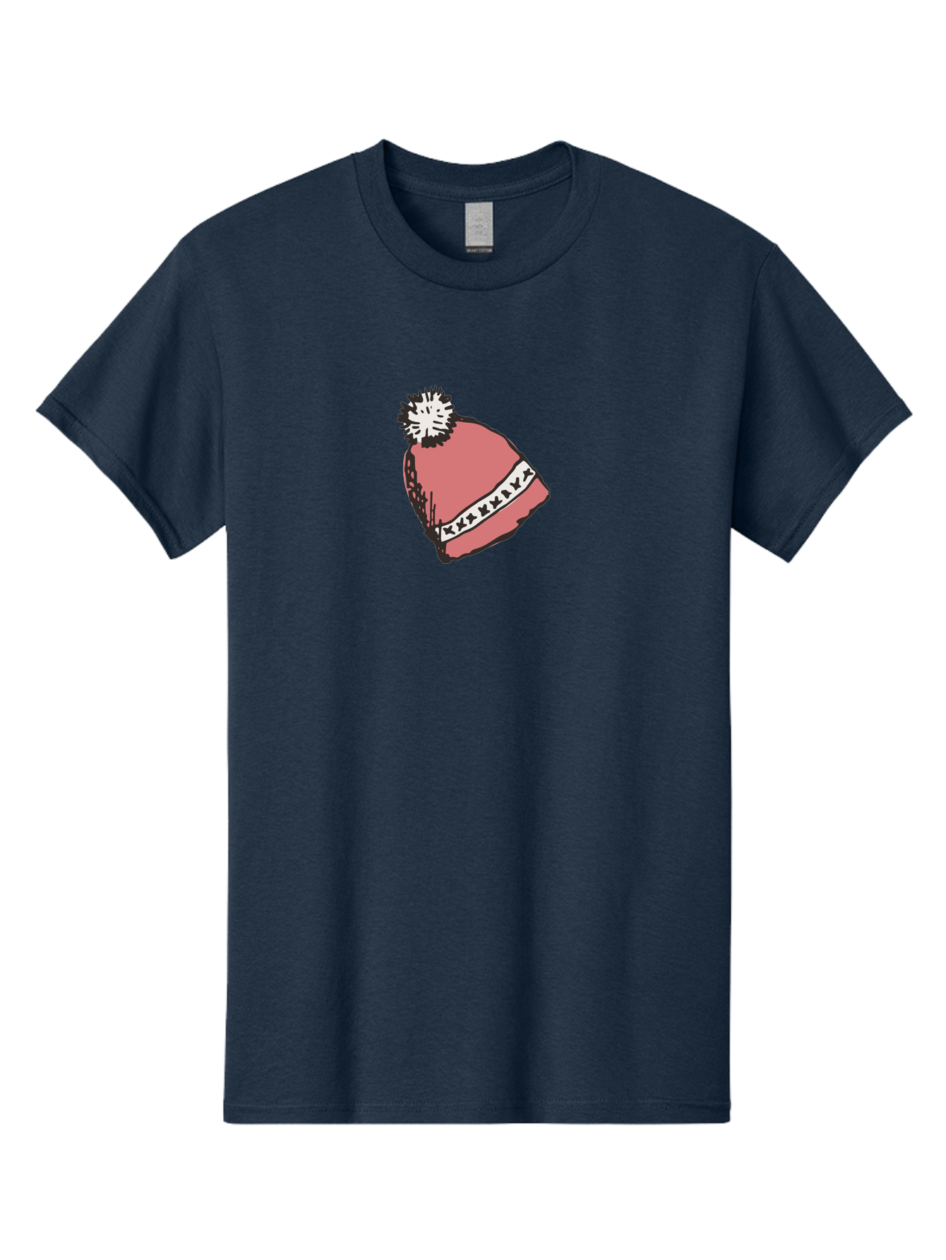 Pink-Hat Men'S Graphic Tee, 100% Cotton, Comfortable Casual Summer Wear, Machine Washable, Winter Hat, Pink Knitted Hat, Festive Headgear, White Pom-Pom, Seasonal Fashion, Cold Weather Clothing, Stylish Accessories, X X X X Y Pattern Aab044 19