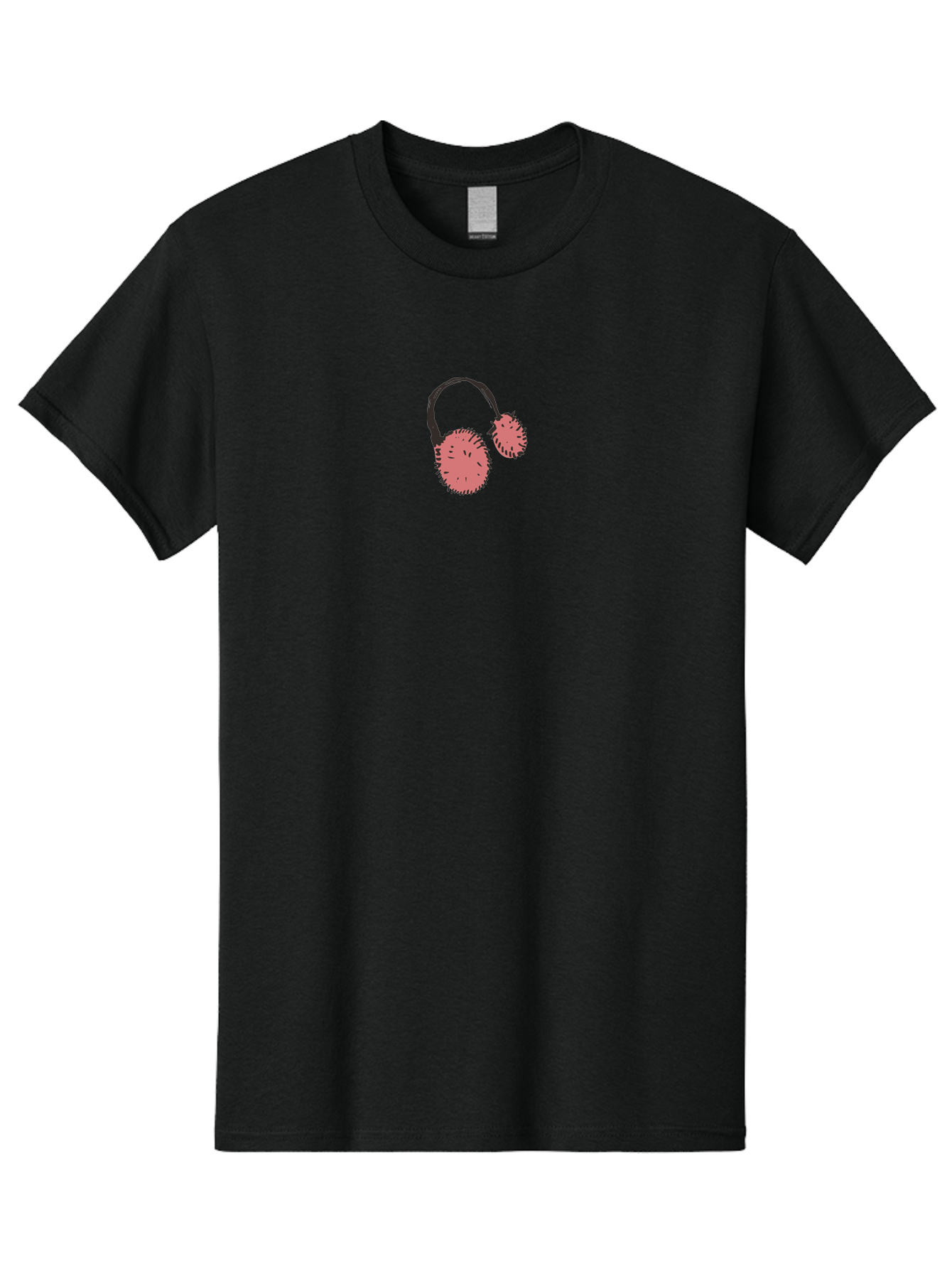Pink-Headphones Men'S Graphic Tee, 100% Cotton, Comfortable Casual Summer Wear, Machine Washable, Headphones With Spiky Ear Cups, Pink Earpieces, Black Accents, Music Accessories, Audio Gear, Spiky Design, Edgy Style Aab045 1