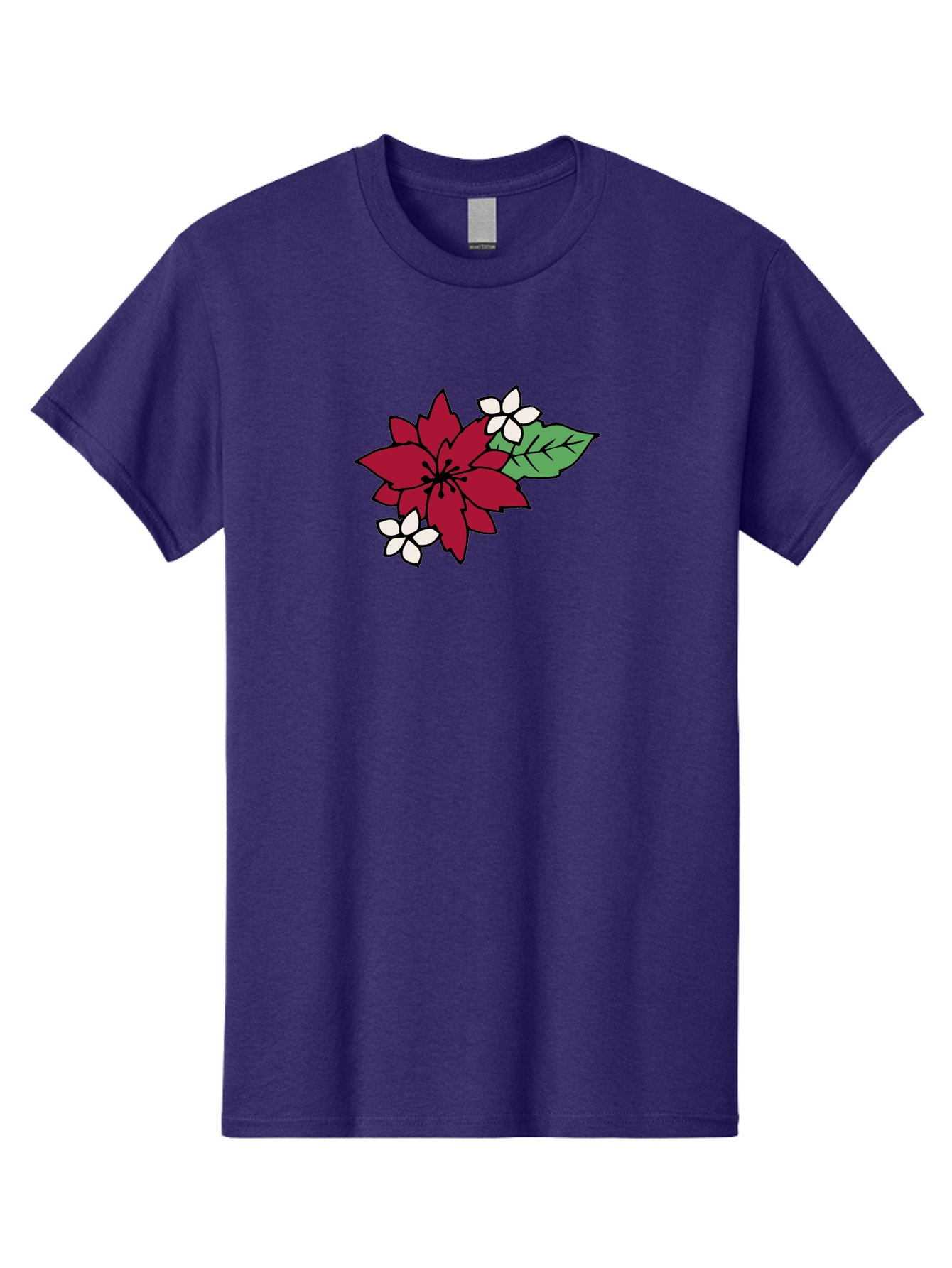 Poinsettia-Flower Men'S Graphic Tee, 100% Cotton, Comfortable Casual Summer Wear, Machine Washable, Red Poinsettia, White Flowers, Green Leaves, Festive Flowers, Holiday Decor, Christmas Plant, Winter Blooms, Floral Arrangement Aab049 13