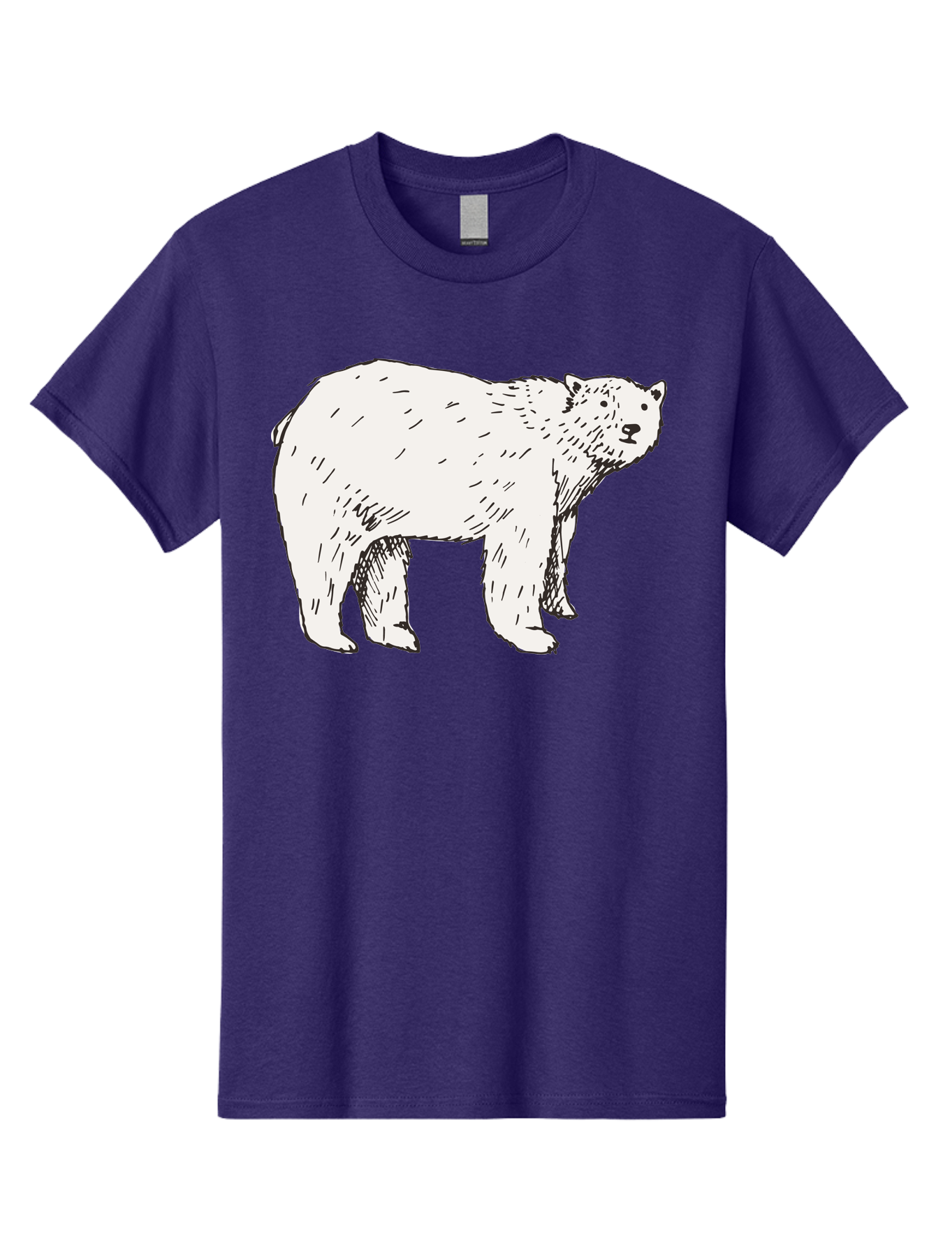 Polar-Bear-1 Men'S Graphic Tee, 100% Cotton, Comfortable Casual Summer Wear, Machine Washable, Polar Bear Illustration, White Bear, Black Outline, Wildlife Art, Polar Bear Drawing, Arctic Animal, Furry Creature, Animal Graphic Aab052 21