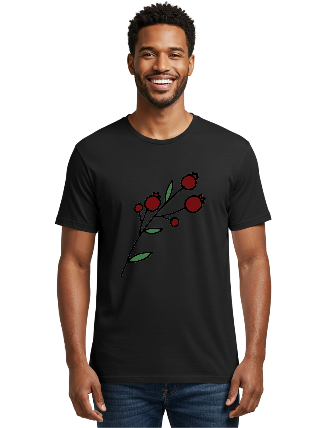Pomegranate Men'S Graphic Tee, 100% Cotton, Comfortable Casual Summer Wear, Machine Washable, Poppies, Red Flowers, Simple Illustration, Floral Design, Minimalist Art, Cartoon Style, Poppy Flowers, Botanical Illustration, Red Poppies Aab054 2
